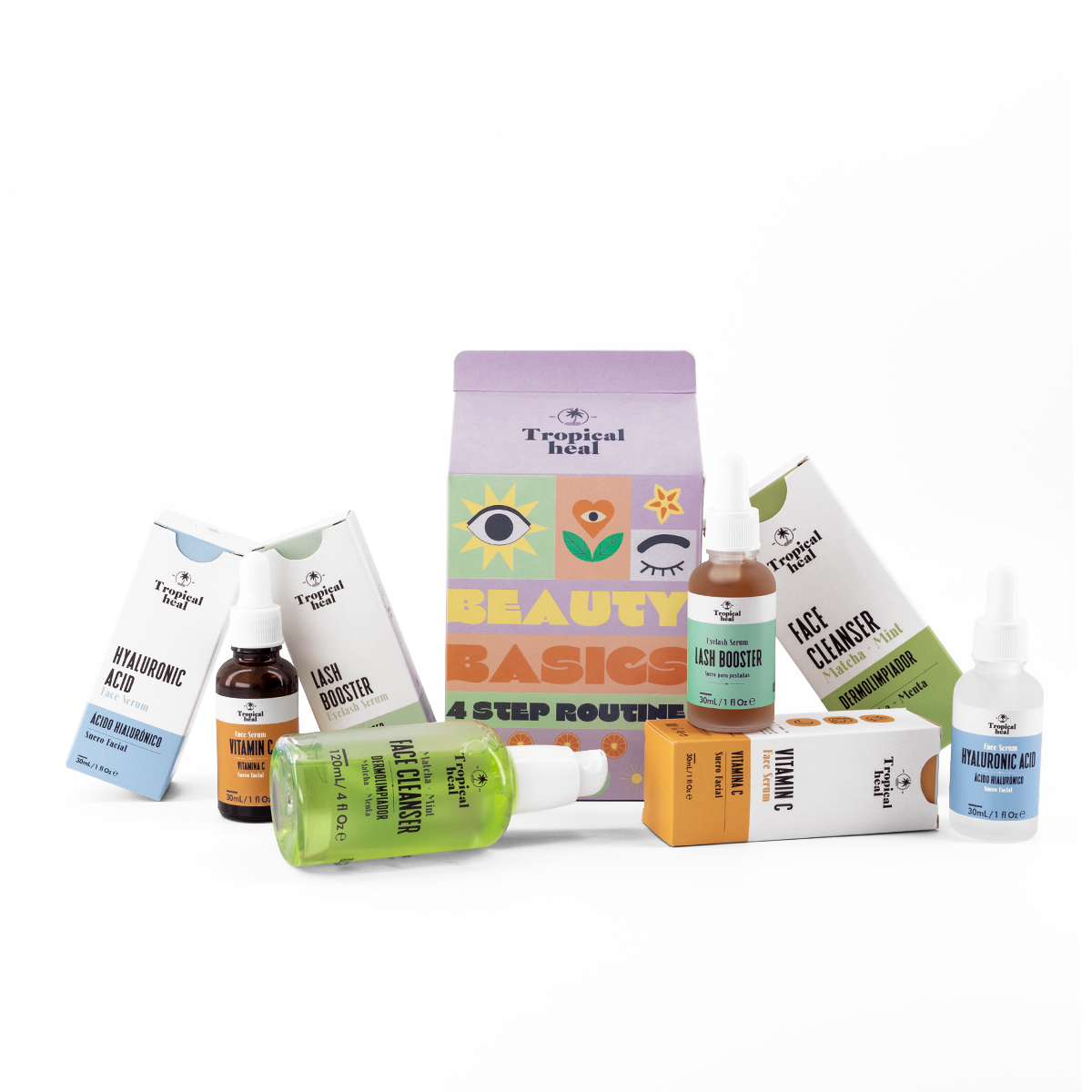 Kit con 4 Productos para Rutina de Día y Noche Tropical Heal Beauty Basics Rutina Facial 4 Pasos