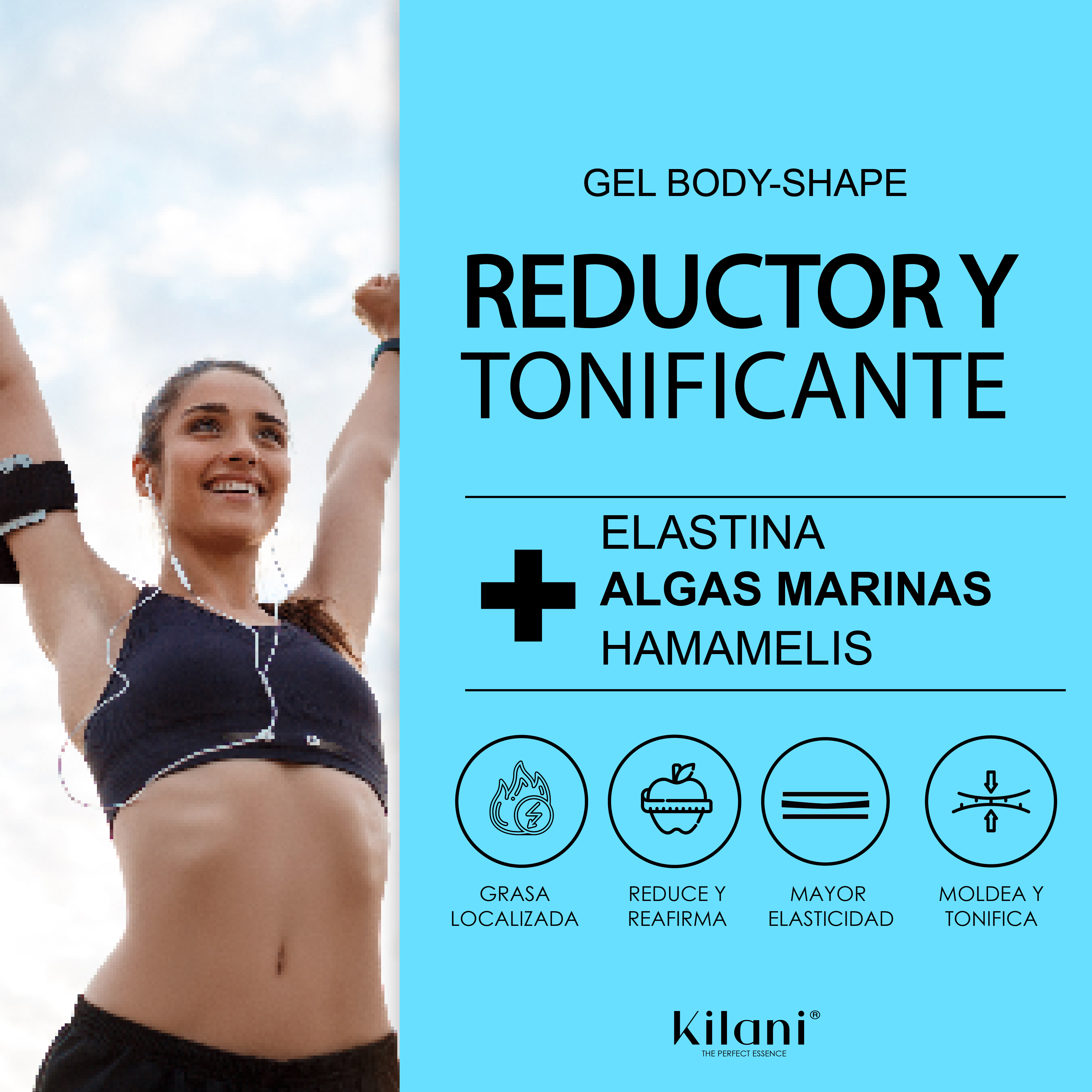 Foto 4 pulgar | Gel Reductor Moldeador Corporal Kilani Con Algas Marinas y Elastina - Tonificante - 300 Ml