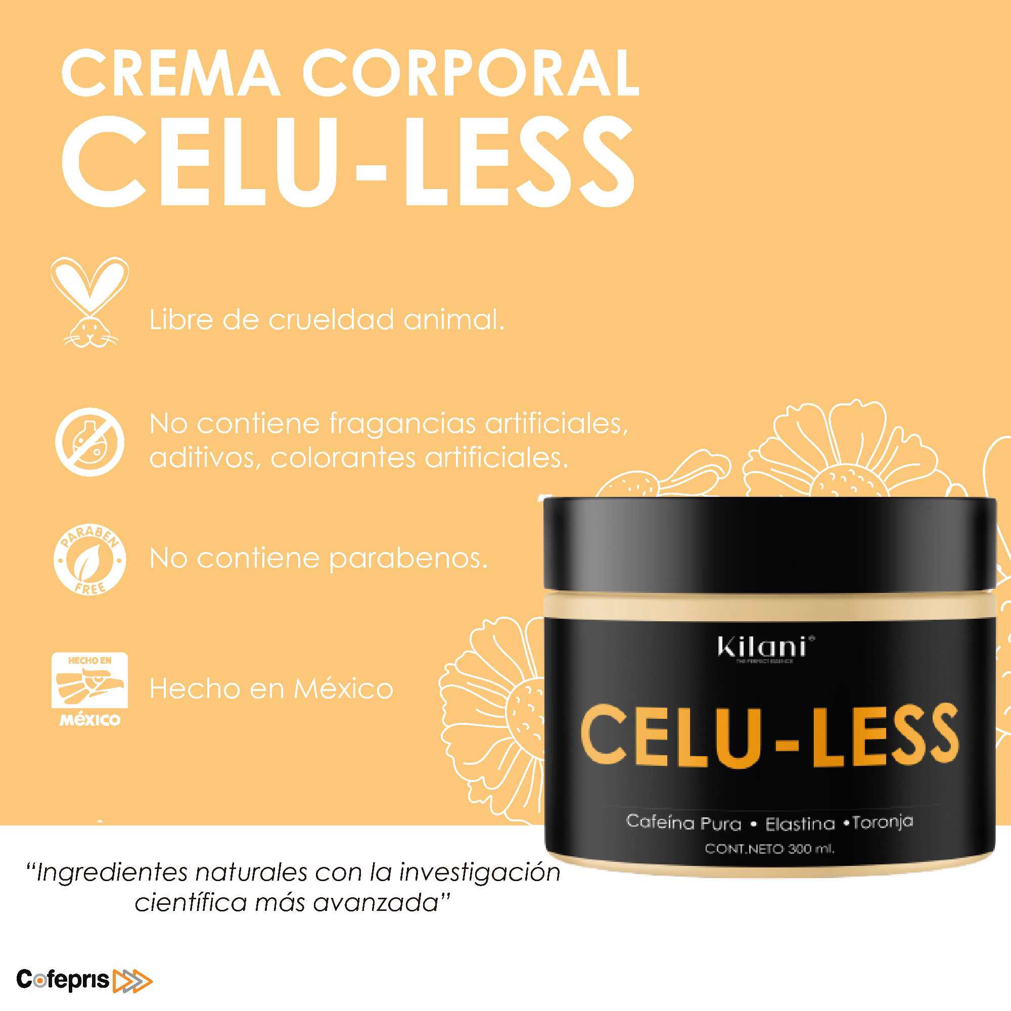 Foto 6 | Crema Celulitis Kilani Con Cafeína Pura, Elastina Y Toronja - Piel De Naranja - Reafirmante - 300 Ml