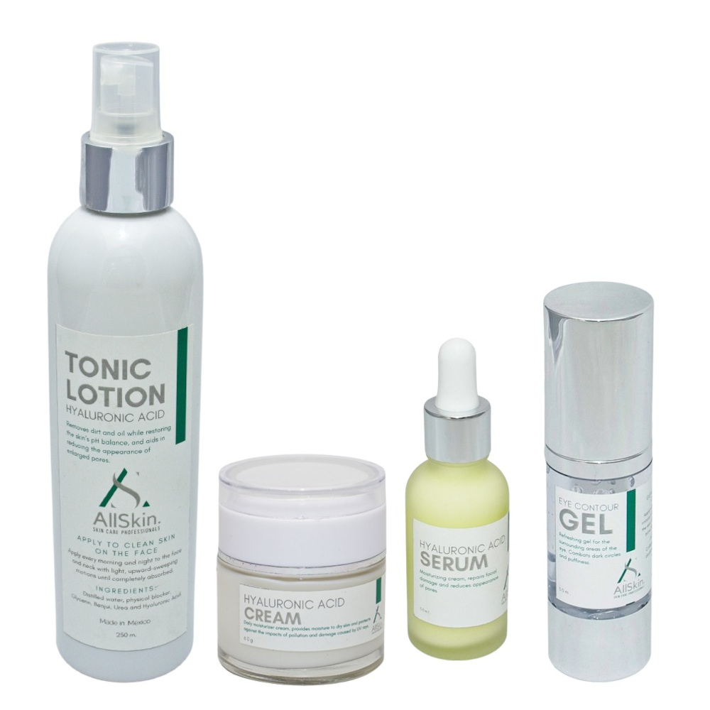 Tratamiento Facial Antiedad Con Crema Tónico Suero Y Gel Con Ácido Hialurónico Allskin