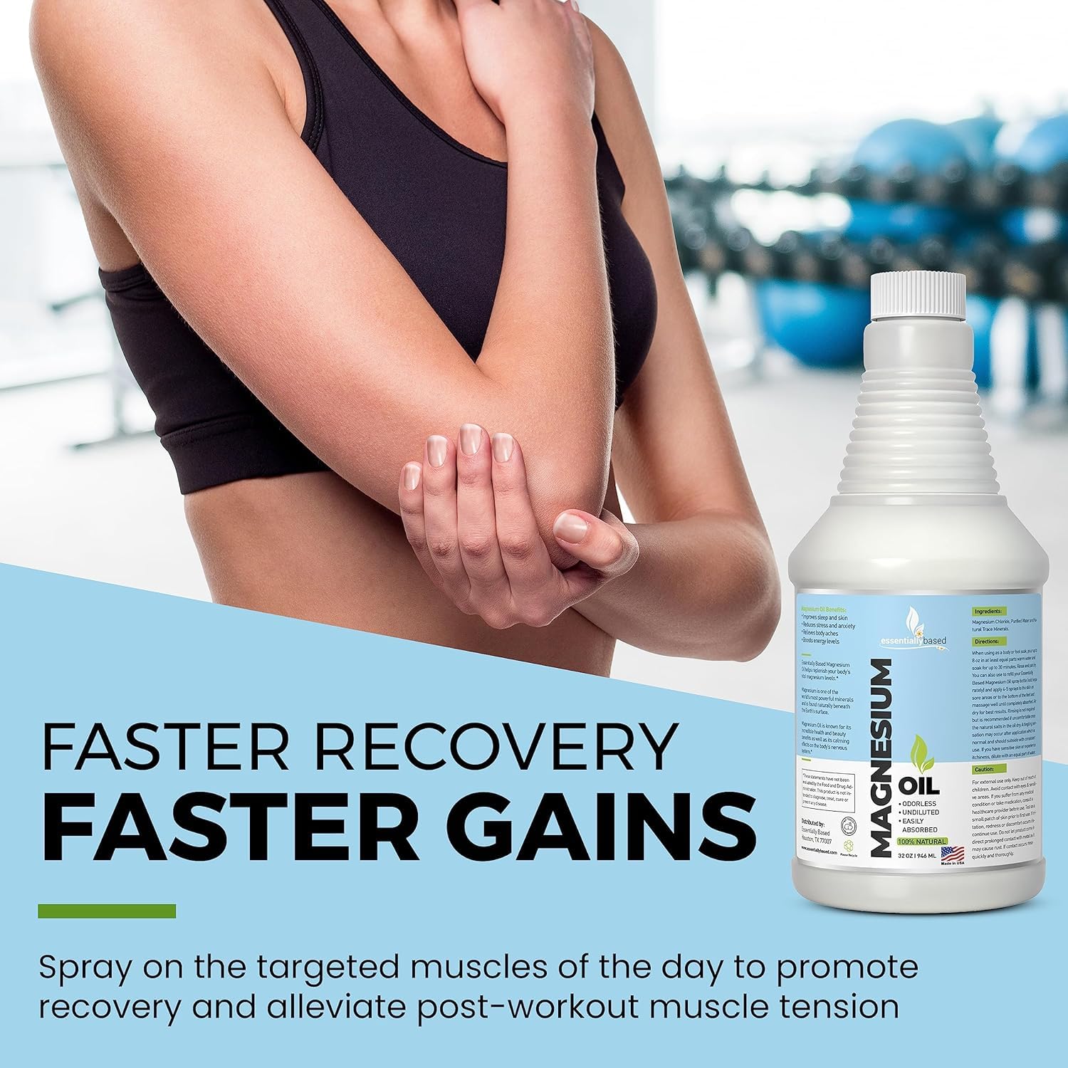 Foto 6 pulgar | Spray de Aceite De Magnesio essentiallybased Extra Strength 960 Ml - Venta Internacional