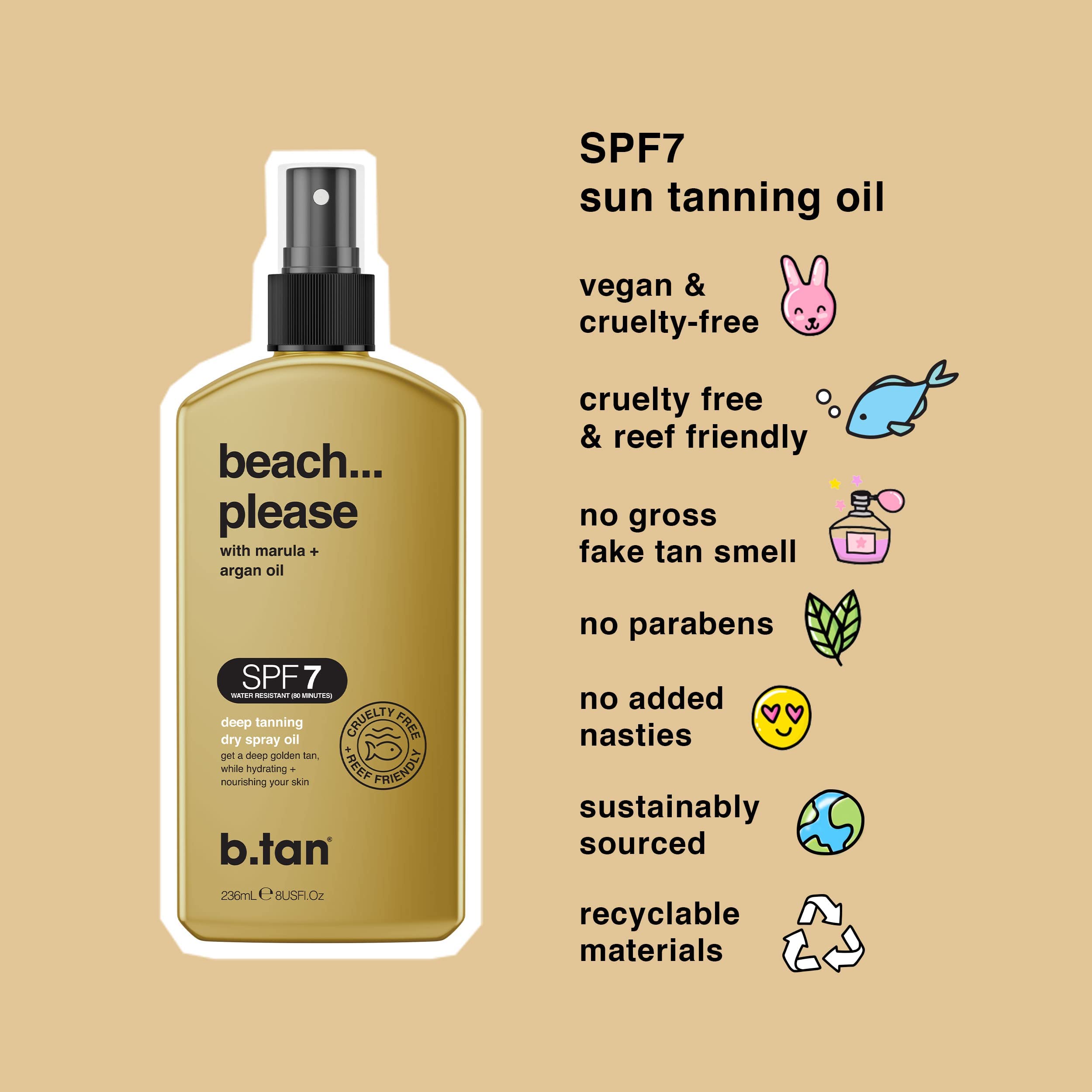 Foto 4 pulgar | Aceite Bronceador B.tan Beach Please Spf 7 236 Ml - Venta Internacional