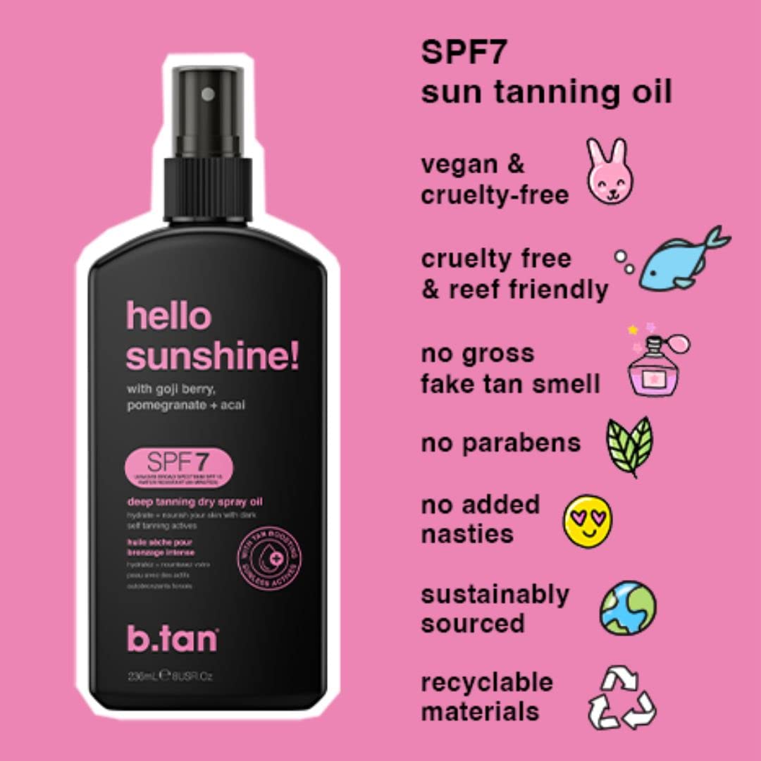 Foto 4 pulgar | Aceite Bronceador en Aerosol Seco B.tan Hello Sunshine SPF 7 240 ml - Venta Internacional