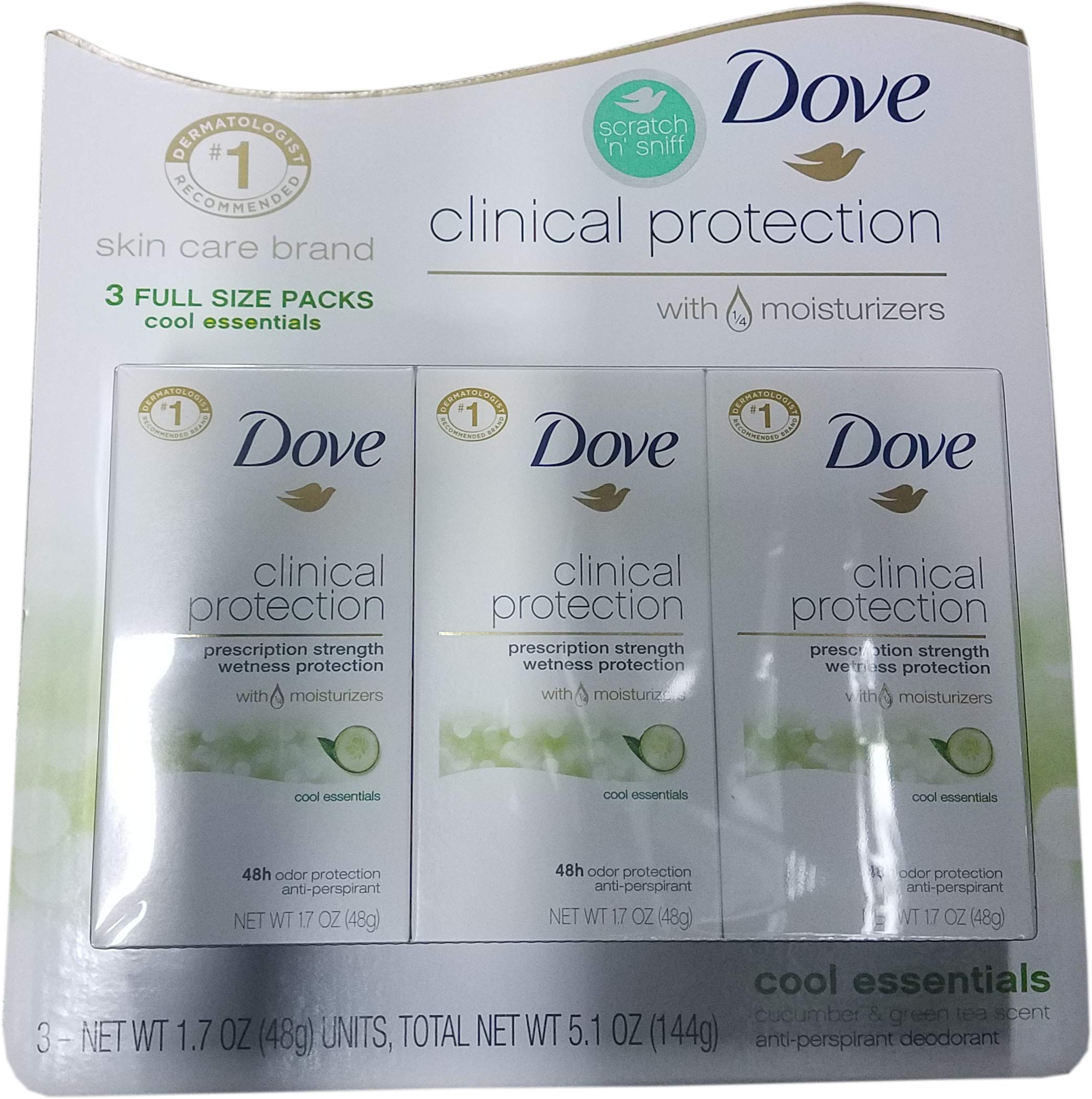 Foto 2 pulgar | Desodorante Dove Clinical Protection Cool Essentials 50 ml x3 - Venta Internacional