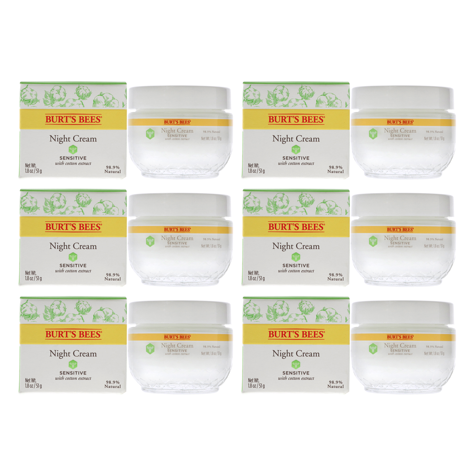 Foto 2 pulgar | Crema De Noche Burts Bees Sensitive, Unisex, 53 Ml, Paquete De 6 - Venta Internacional.