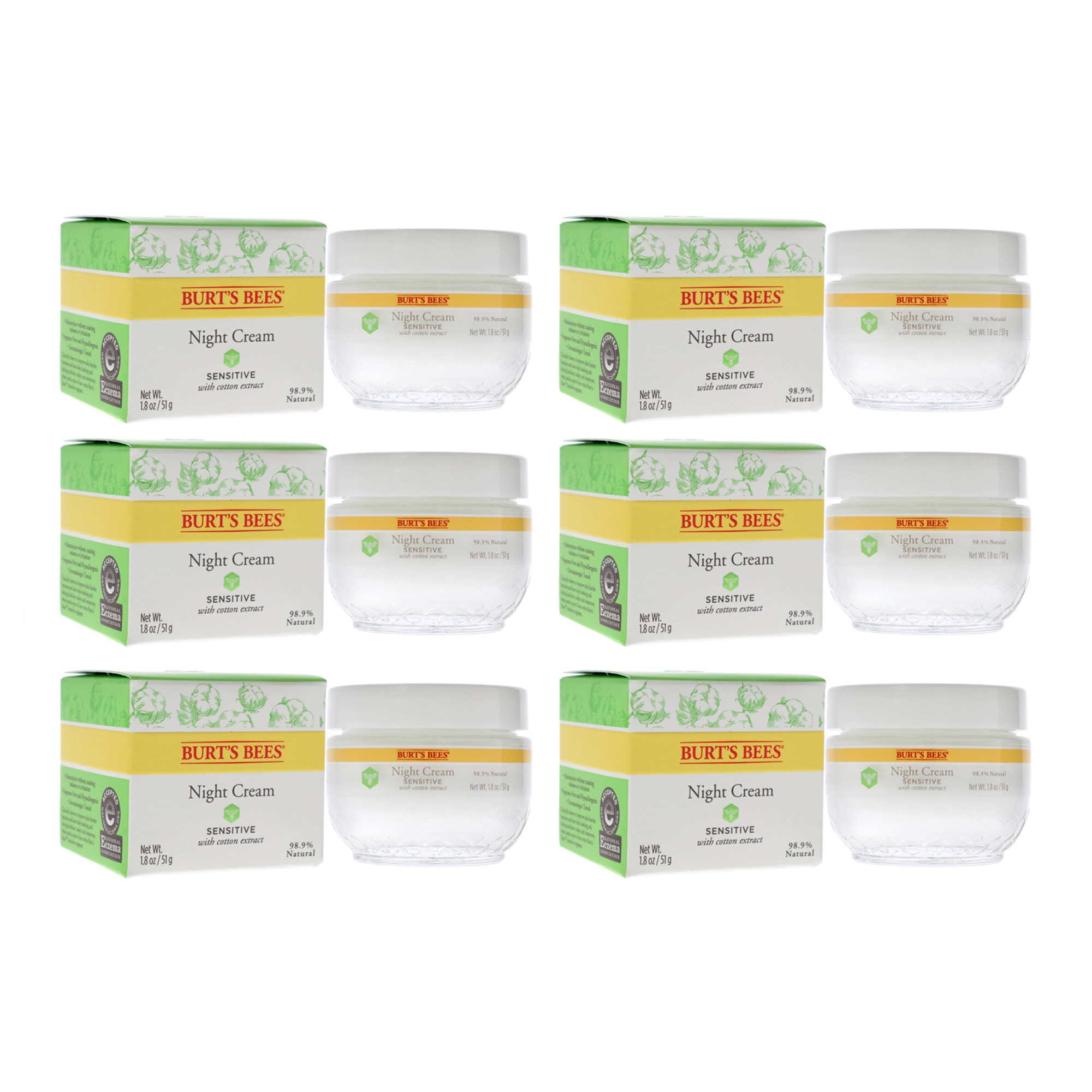Foto 3 | Crema De Noche Burts Bees Sensitive, Unisex, 53 Ml, Paquete De 6 - Venta Internacional.
