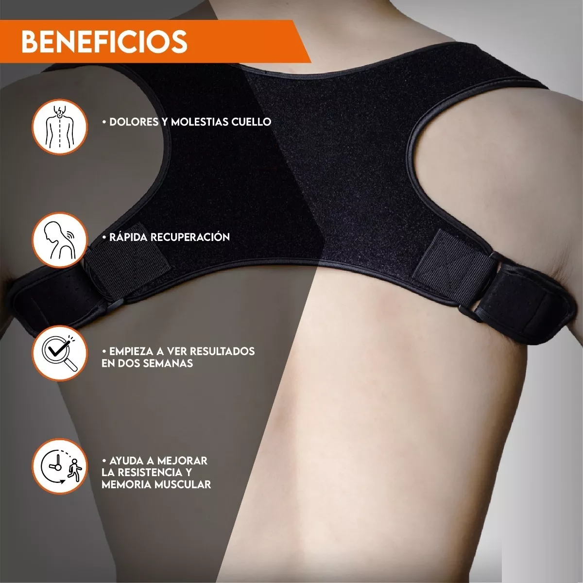 Foto 3 pulgar | Corrector Postura Espalda Para Hombre Y Mujer Faja Ajustable Eo Safe Imports Esi-17866 Negro