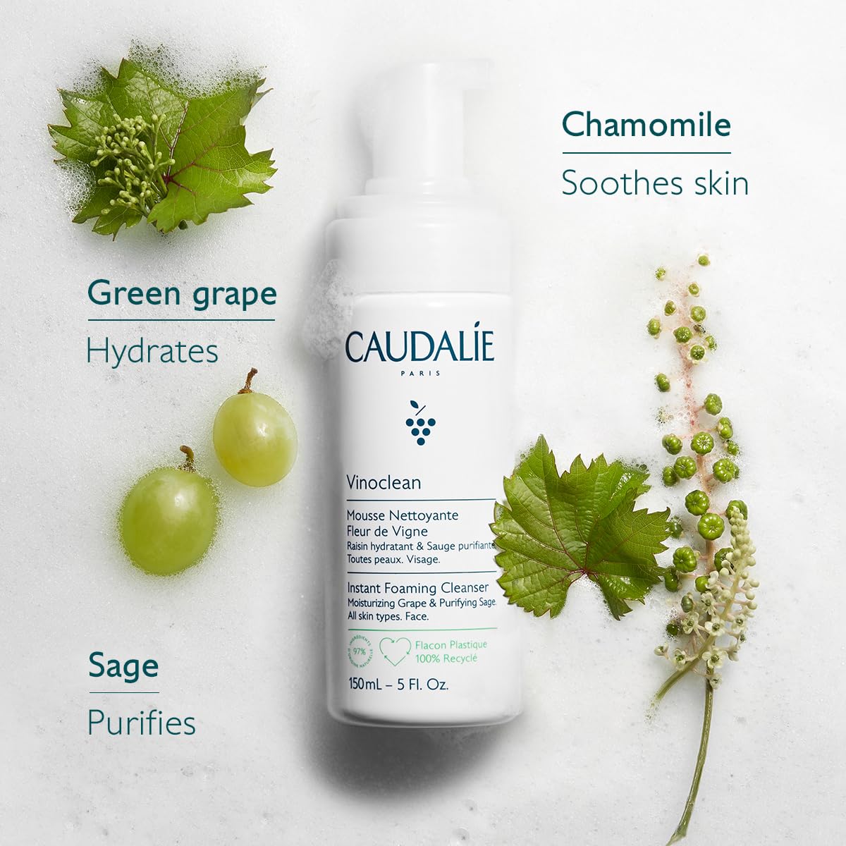 Foto 6 pulgar | Limpiador Caudalie Gentle Foaming Con Antioxidantes 150 Ml - Venta Internacional.