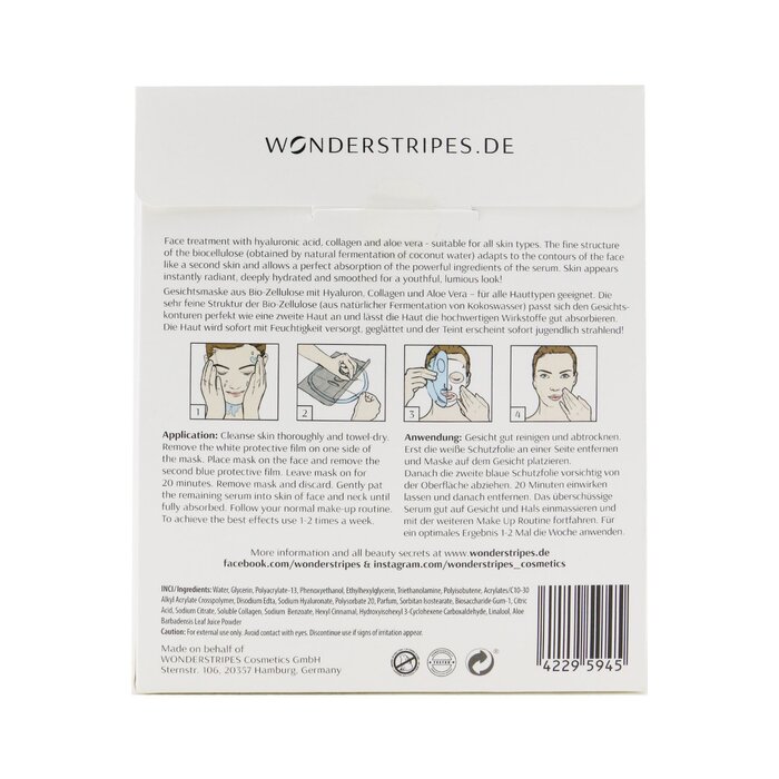 Foto 7 pulgar | Mascarilla Facial Wonderstripes Hidratante Booster Biocelulosa - Venta Internacional.