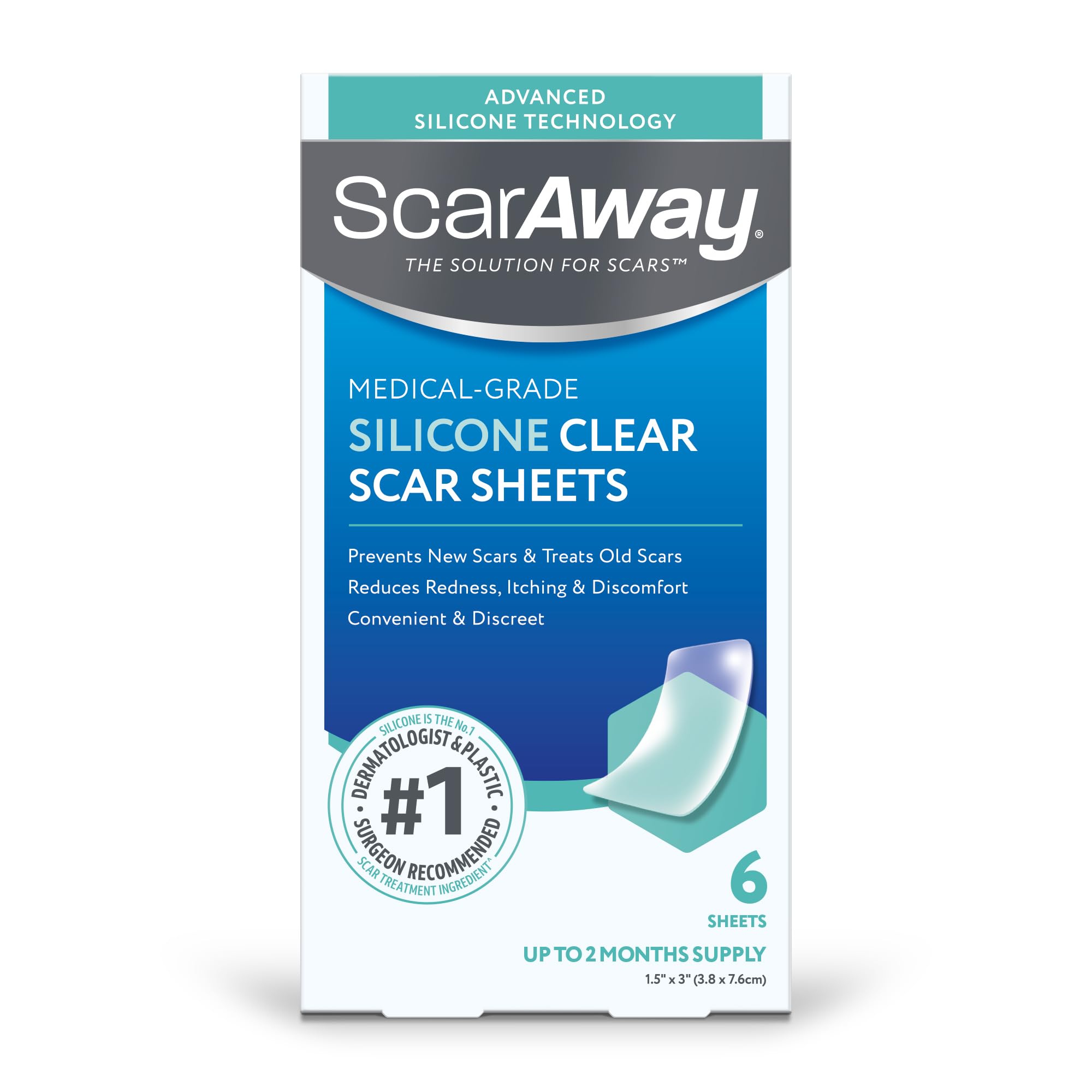 Foto 2 pulgar | Láminas De Silicona Para Tratamiento De Cicatrices Scaraway Advanced X6 - Venta Internacional.