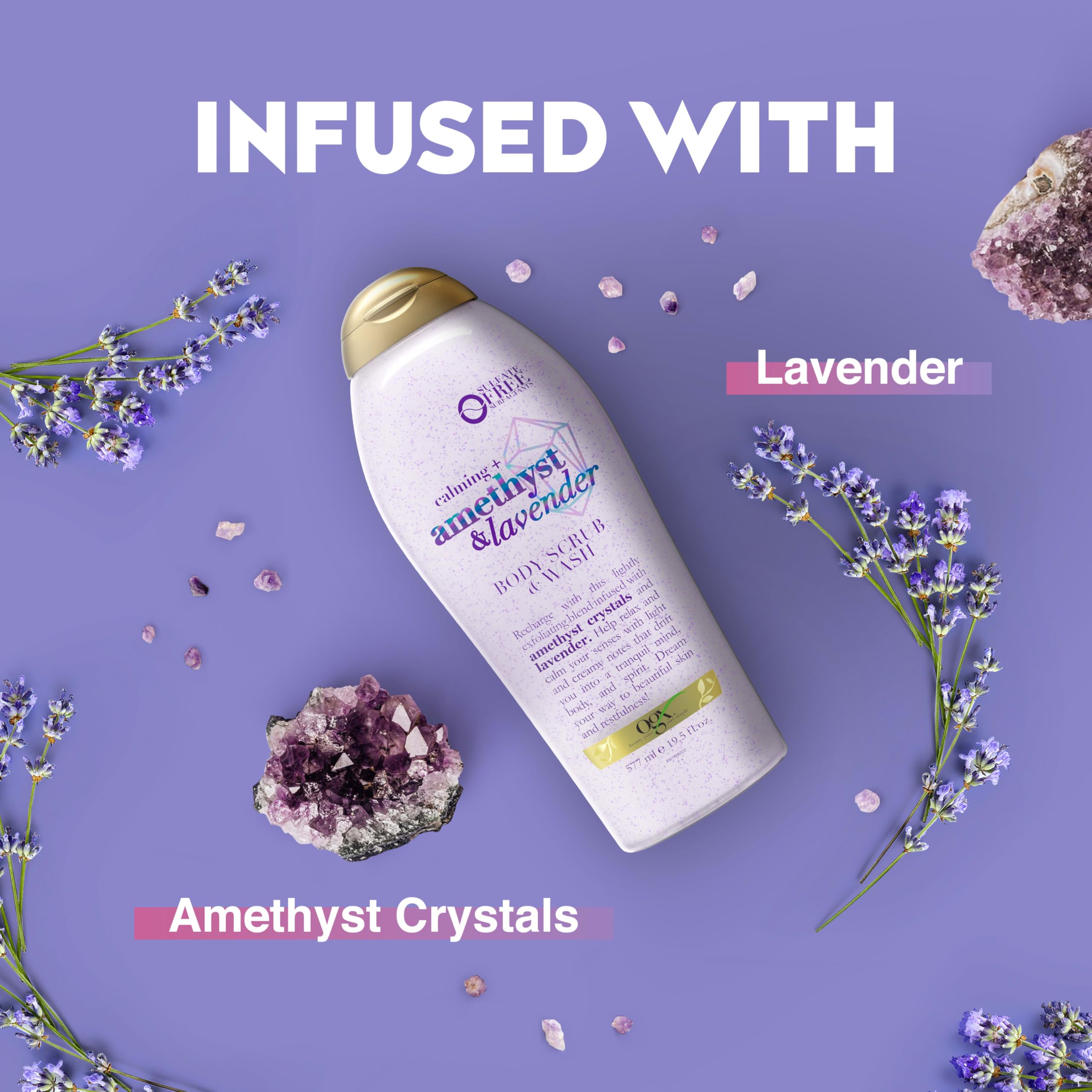 Foto 4 | Exfoliante Y Jabón Corporal Ogx Calming + Amethyst & Lavender 575 Ml - Venta Internacional.