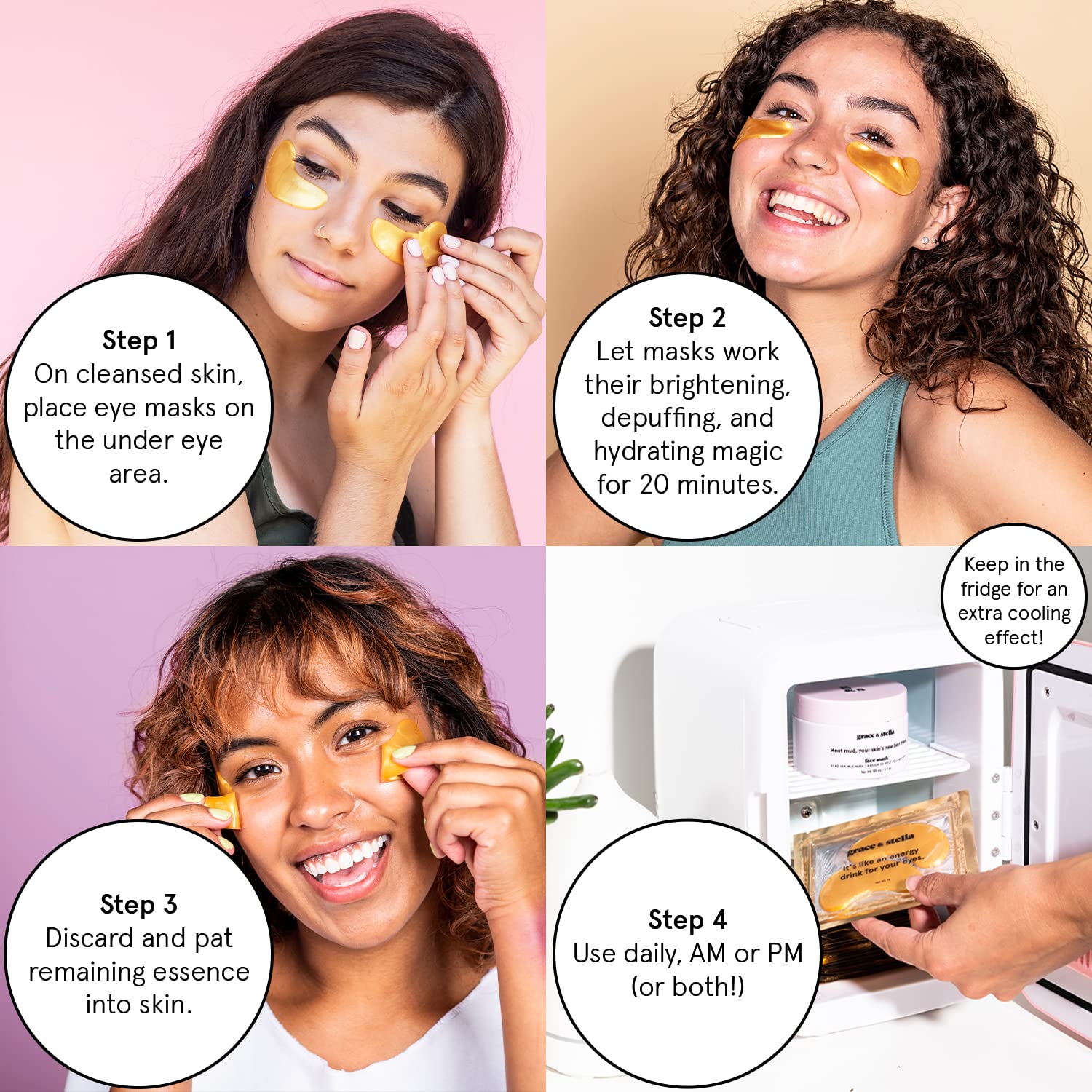 Foto 7 | Mascarilla Para Debajo De Los Ojos Grace & Stella Reduce Las Ojeras, 24 Pares - Venta Internacional.