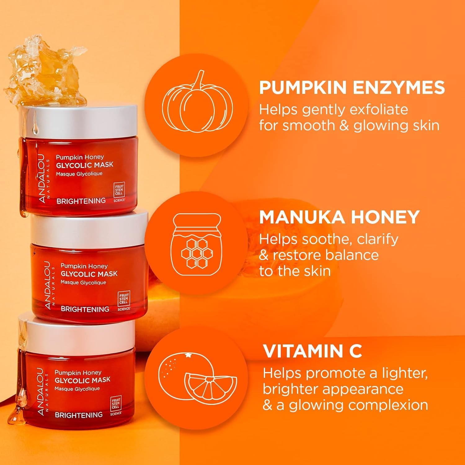 Foto 4 pulgar | Mascarilla Facial Andalou Naturals Pumpkin Honey Glicólico 50 Ml - Venta Internacional.
