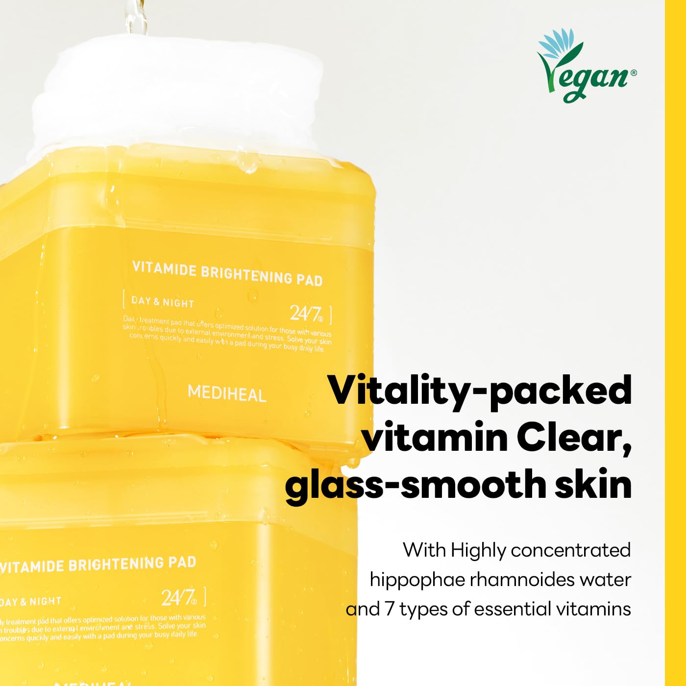 Foto 3 pulgar | Almohadillas De Tóner Mediheal Vitamide Brightening 100 Pastillas Veganas - Venta Internacional.