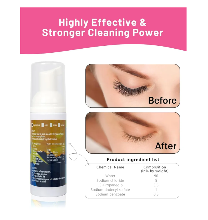 Foto 4 pulgar | Kit Shampoo Espuma Para Pestañas Y Brocha Para Extensiones