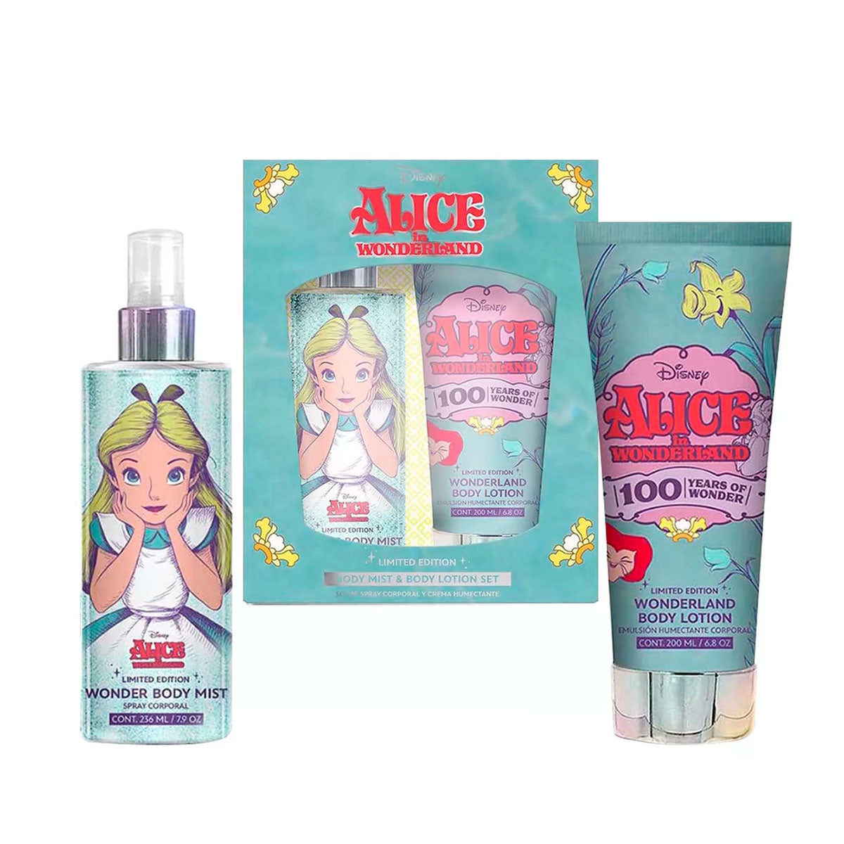 Disney 100, Set De Fragancia Corporal + Crema Humectante, Ediciã³n Alicia En El Paã­s De Las Maravillas