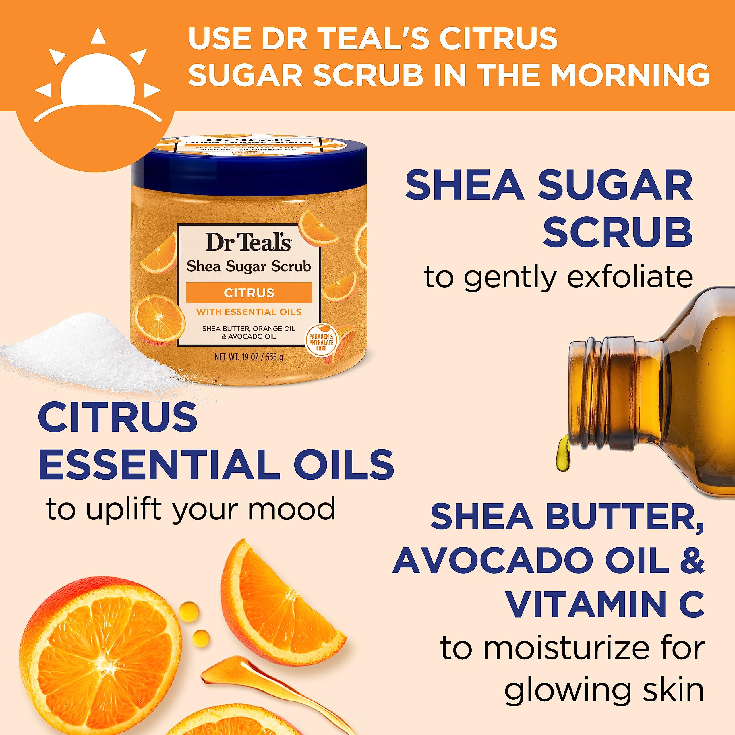 Foto 3 | Exfoliante Corporal Dr. Teal's Shea Sugar Con Vitamina C 560 Ml (paquete De 2) - Venta Internacional.