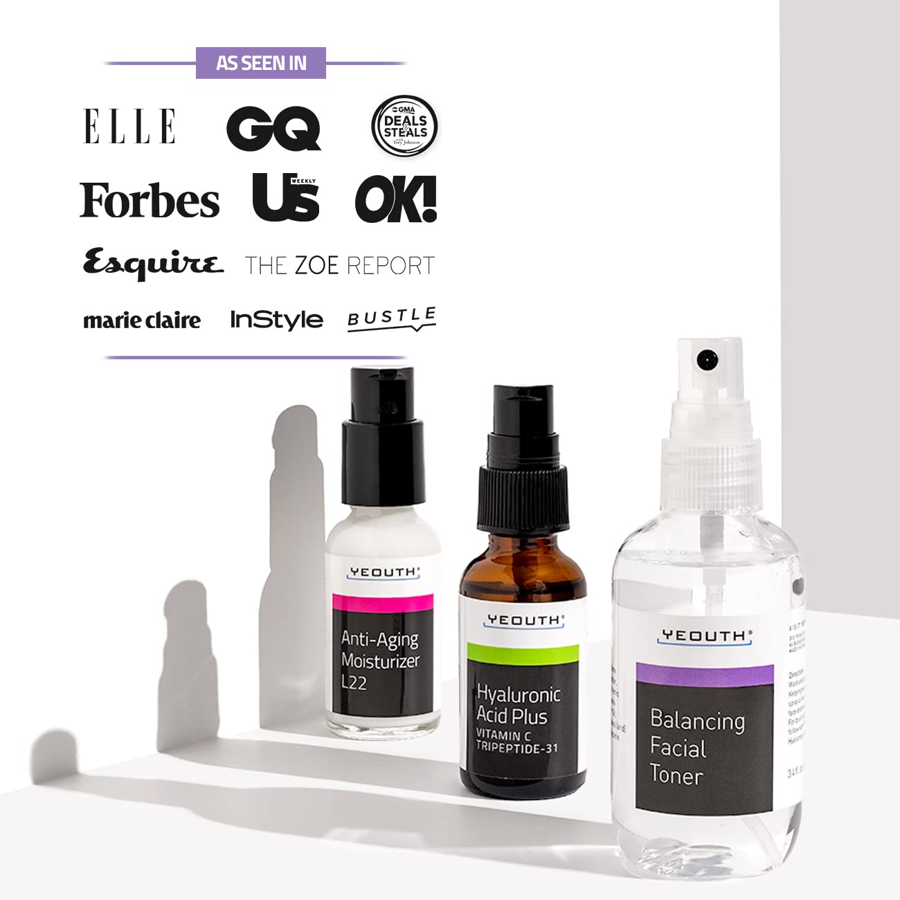 Foto 4 pulgar | Set De Cuidado De La Piel Yeouth, Sérum De Ácido Hialurónico Con Vitamina C, 3 Unidades - Venta Internacional.