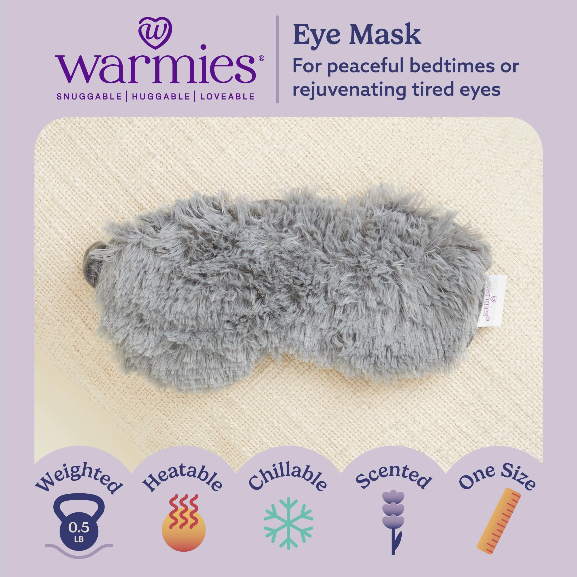 Foto 2 | Máscara De Ojos Para Microondas Warmies Warming & Comfort Grey - Venta Internacional.
