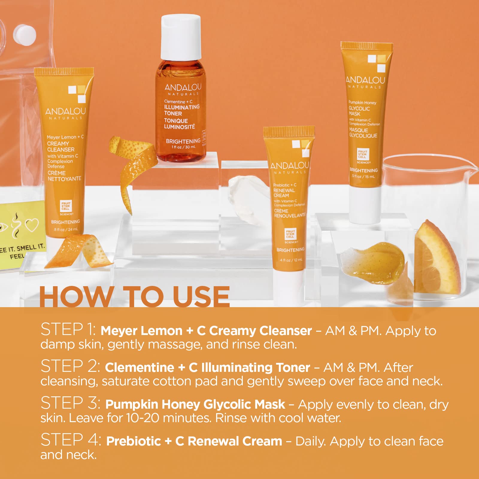 Foto 3 | Set De Cuidado De La Piel Andalou Naturals The Brightening Routine, 4 Unidades - Venta Internacional.