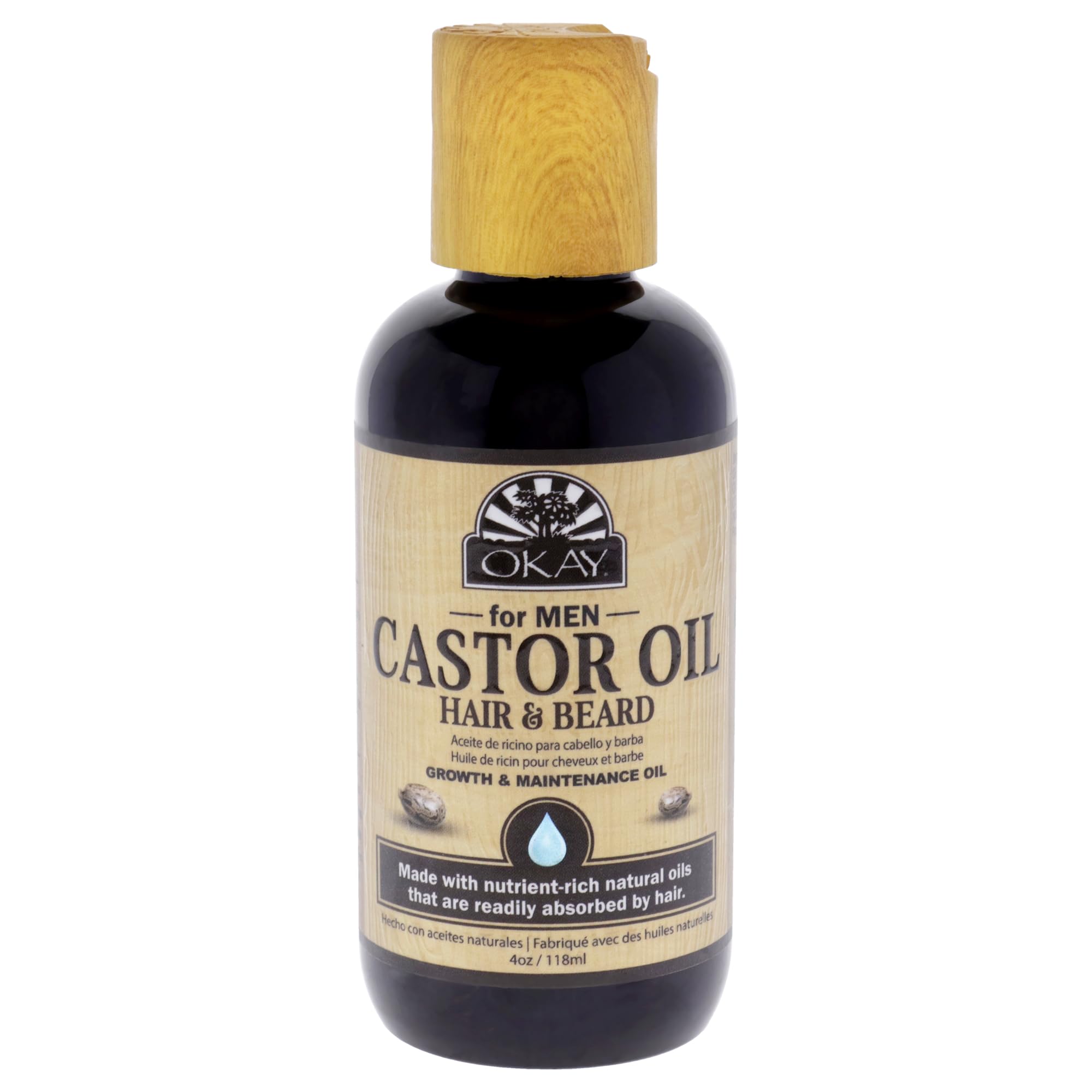 Aceite De Ricino Okay-men Para Barba Y Crecimiento Del Cabello, 120 Ml - Venta Internacional.