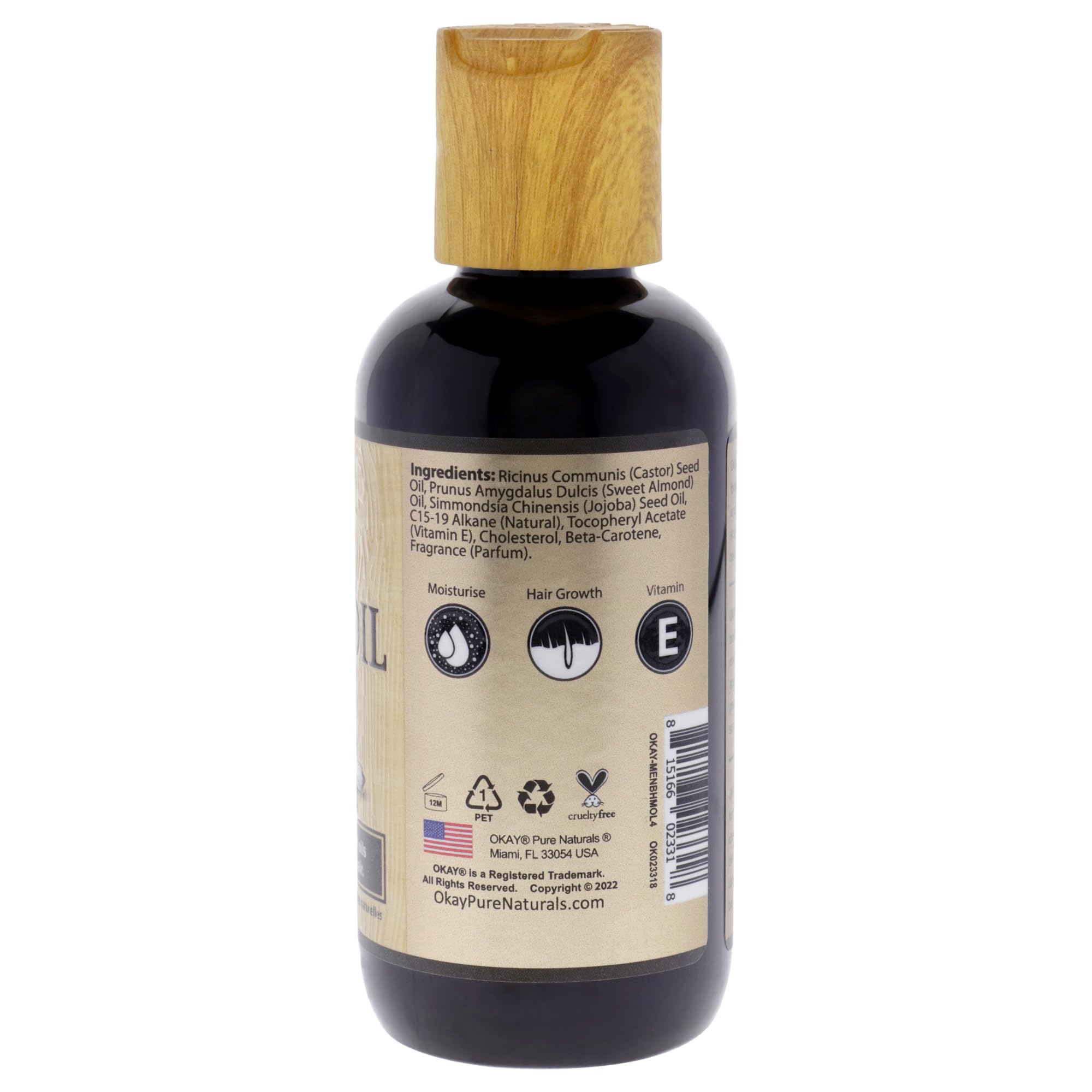 Foto 3 pulgar | Aceite De Ricino Okay-men Para Barba Y Crecimiento Del Cabello, 120 Ml - Venta Internacional.