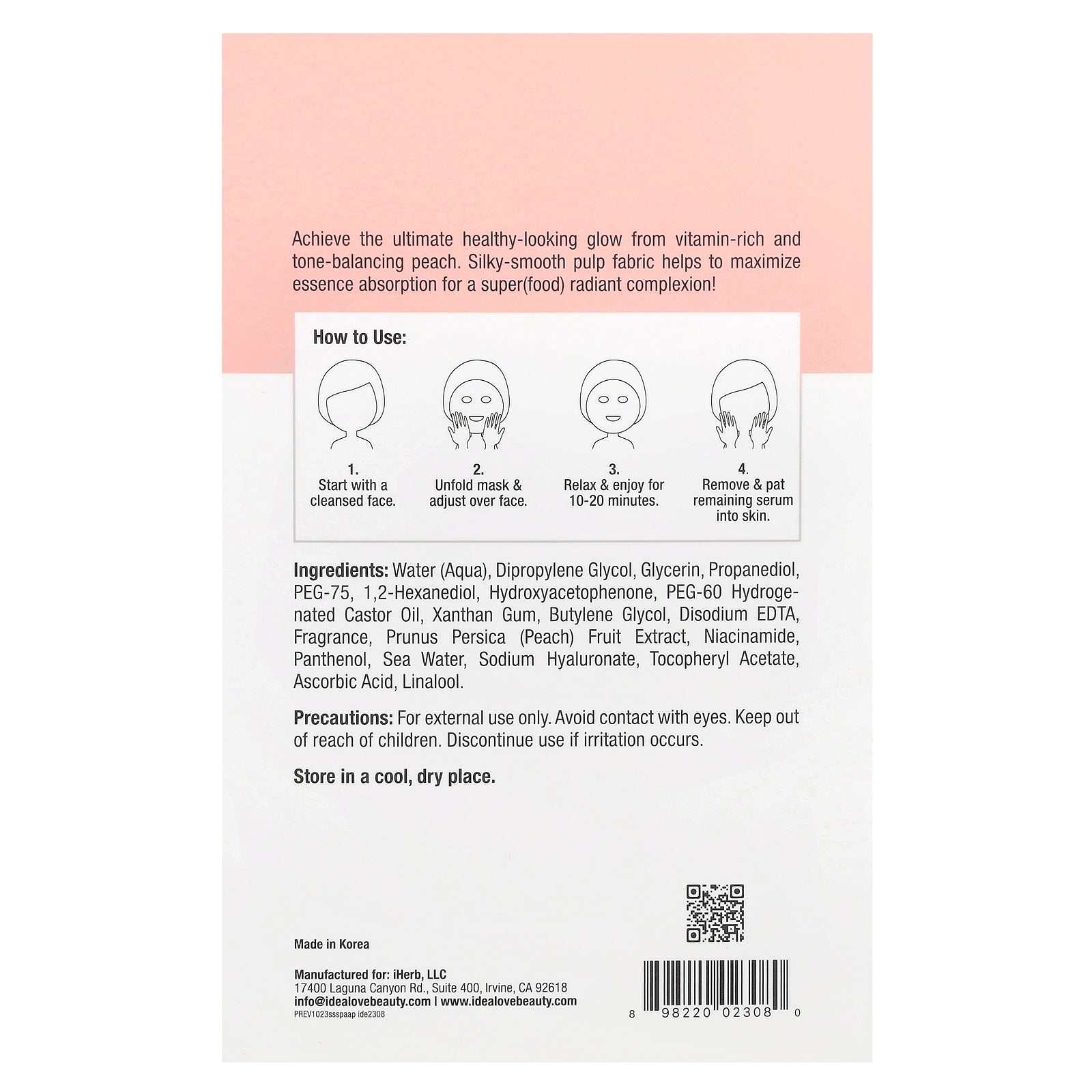 Foto 4 pulgar | Mascarillas Idealove Superfood Skin Savior Pretty Peach  20 Ml X5 - Venta Internacional.