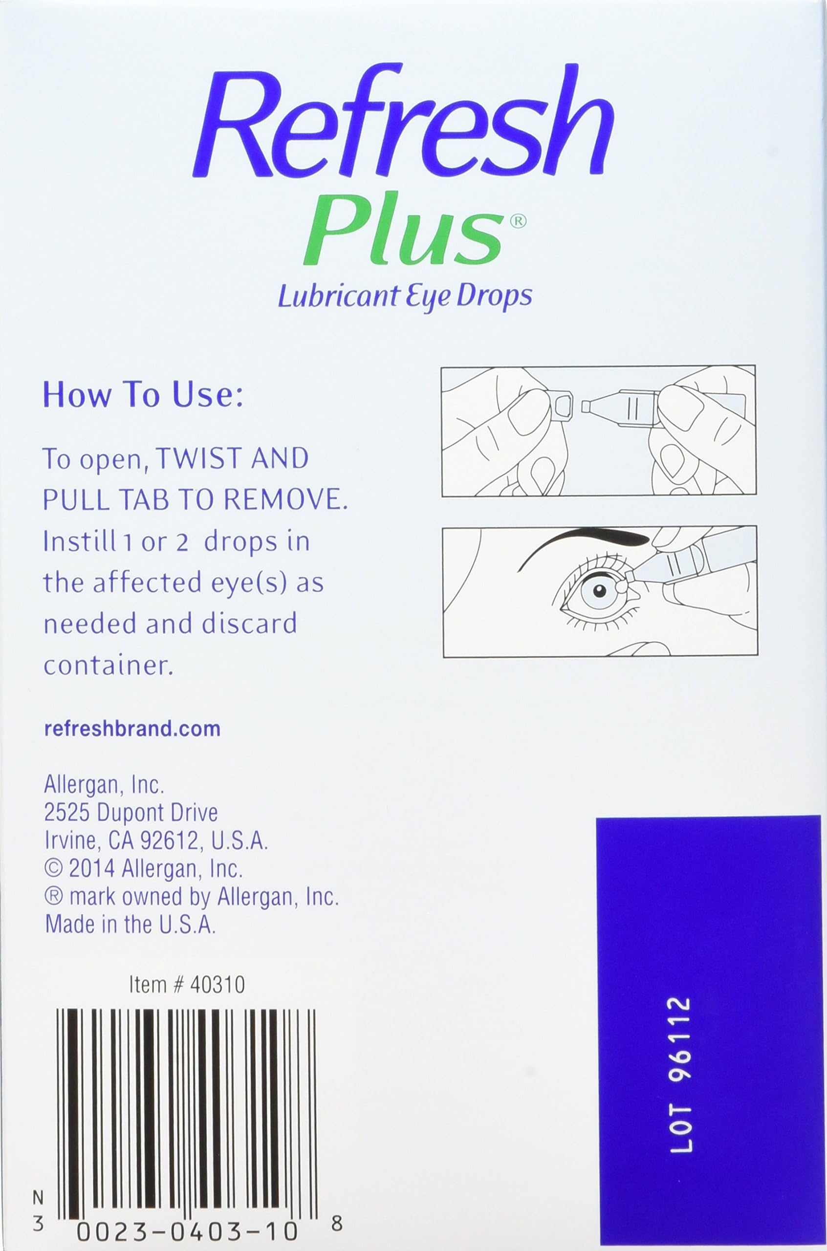 Foto 3 pulgar | Lubricante Eye Drops Refresh Plus  Alivio Duradero  100 Ampollas - Venta Internacional.