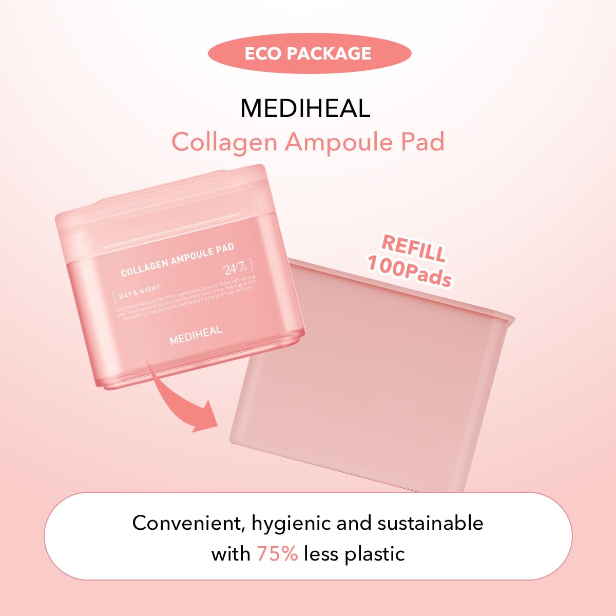Foto 2 | Almohadilla De Colágeno Refill Mediheal  100 Pastillas  Tónico Facial - Venta Internacional.