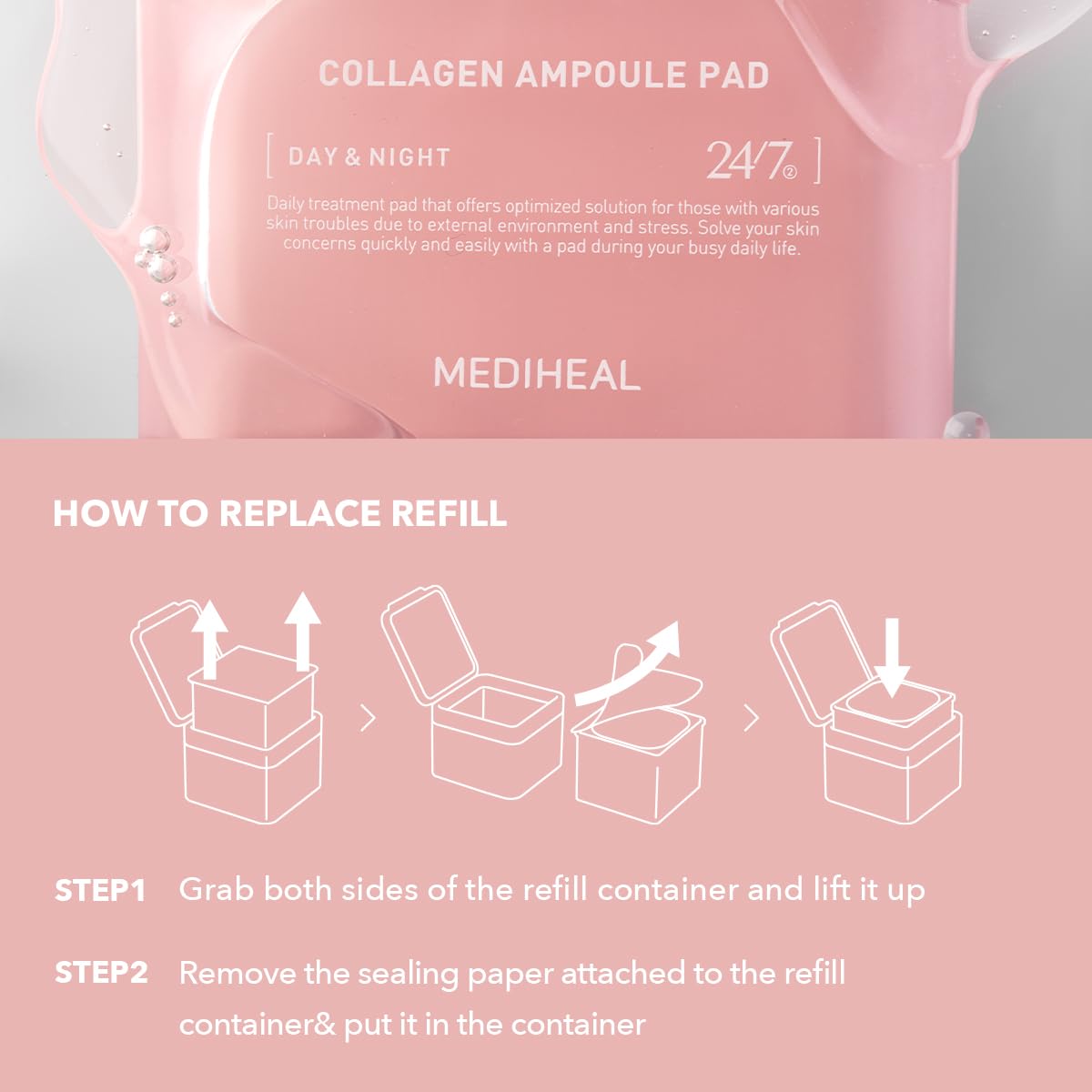 Foto 8 pulgar | Almohadilla De Colágeno Refill Mediheal  100 Pastillas  Tónico Facial - Venta Internacional.