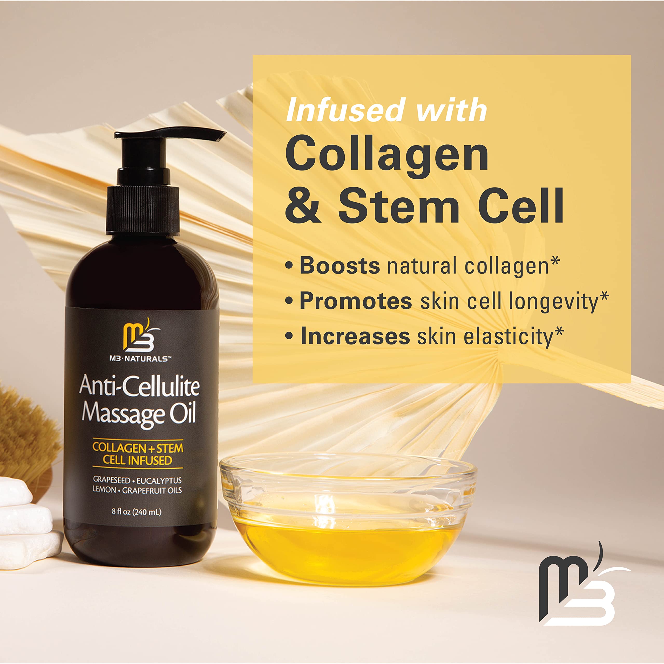Foto 4 | Aceite De Masaje M3 Naturals Anticelulítico Con Células Madre De Colágeno 240 Ml - Venta Internacional.