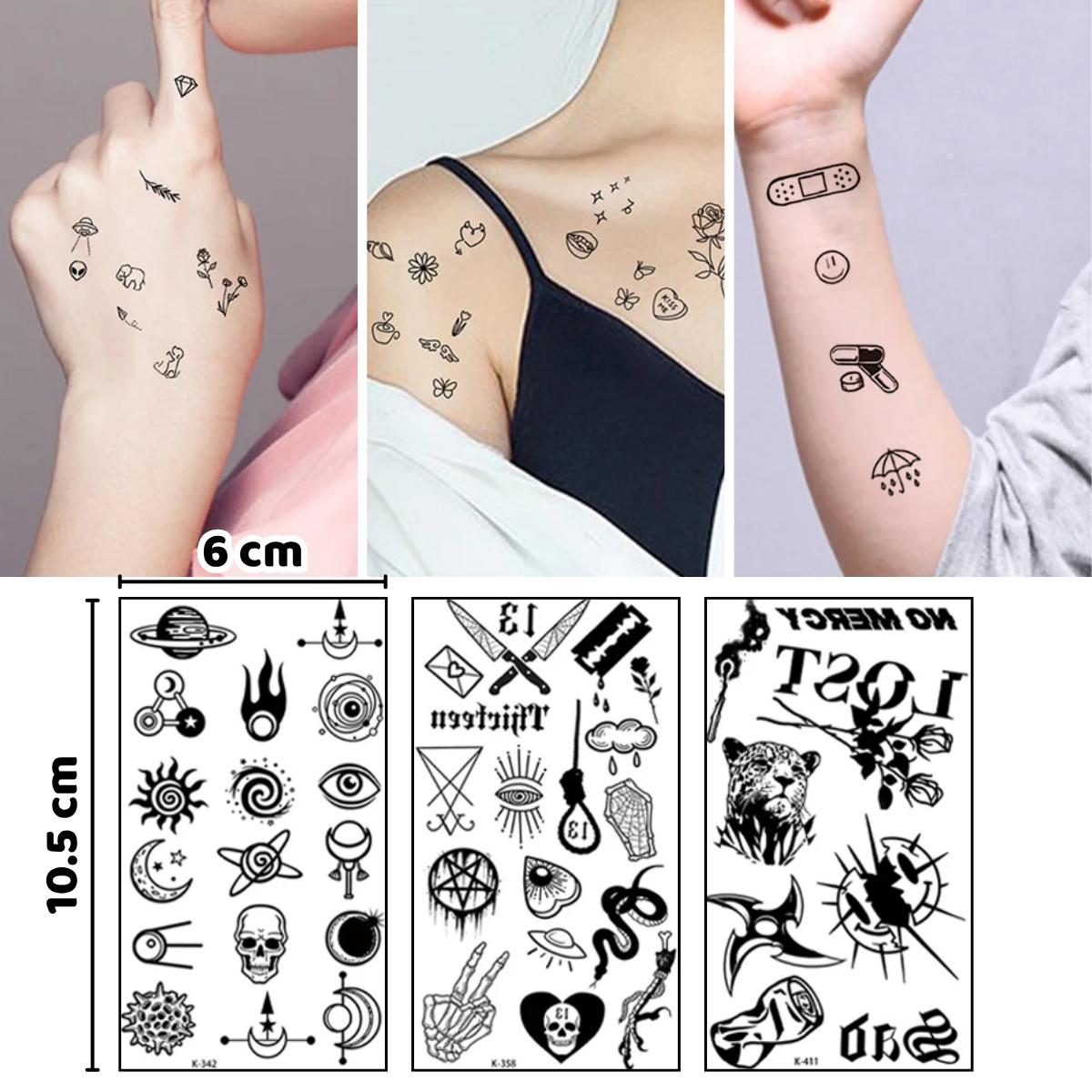 Foto 3 pulgar | +100 Tatuajes Temporales Minis P/ Dedos Cara Cuello Manos