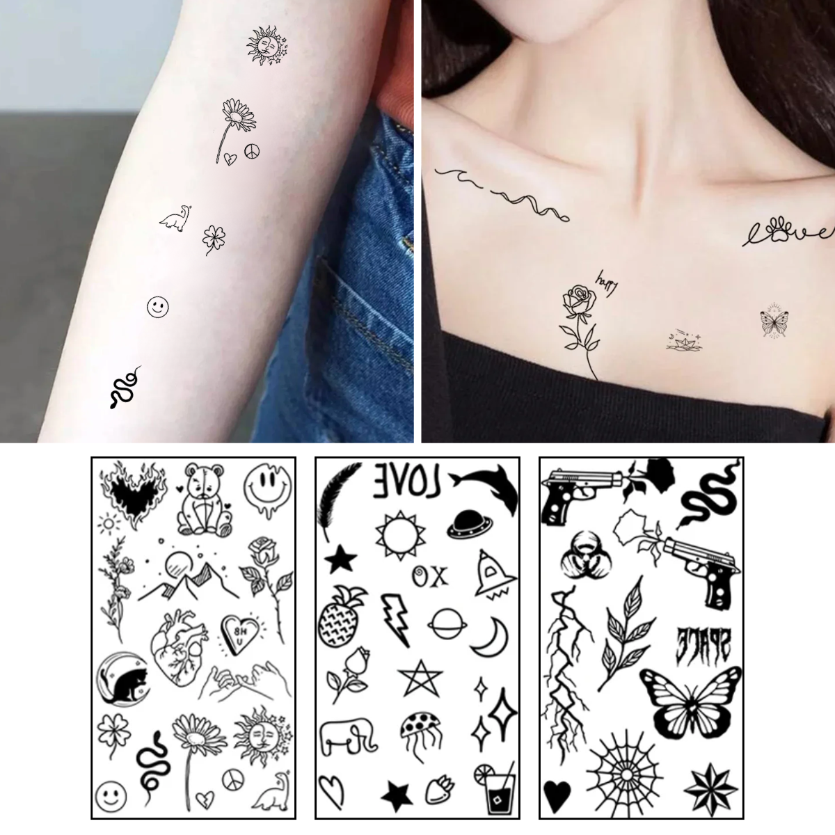 Foto 4 pulgar | +100 Tatuajes Temporales Minis P/ Dedos Cara Cuello Manos