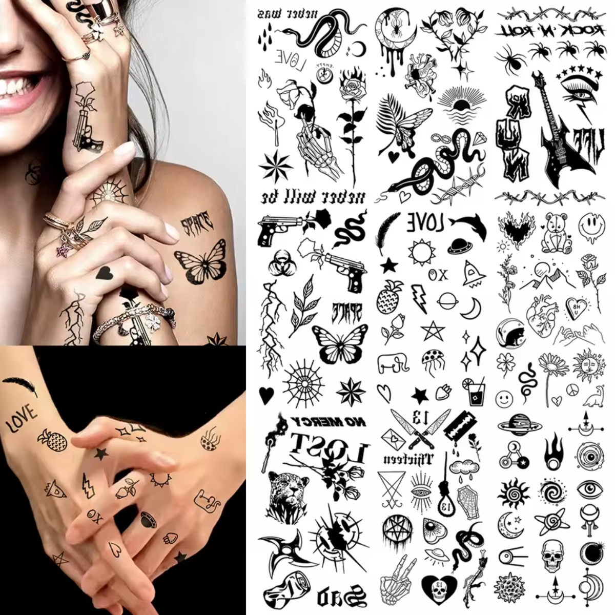 Foto 9 pulgar | +100 Tatuajes Temporales Minis P/ Dedos Cara Cuello Manos