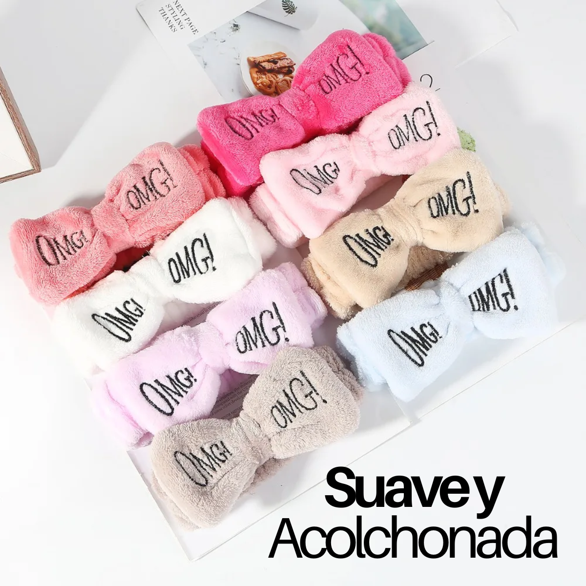Foto 5 pulgar | 3 Diademas Para Spa Con Moño Omg Suave Peluche Banda Cabello