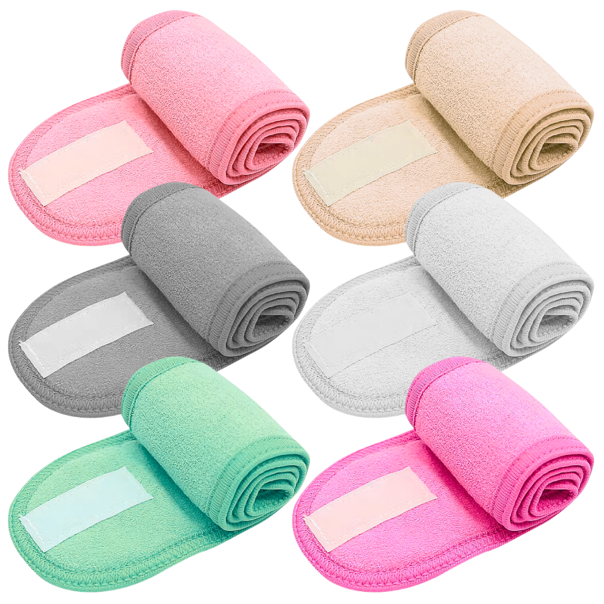 6 Diadema Suave Con Velcro Lavable Para Spa Maquillaje