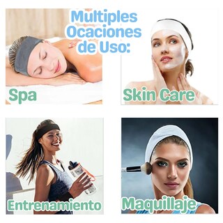 Foto 2 | Diadema Suave Con Velcro Lavable Para Spa Maquillaje