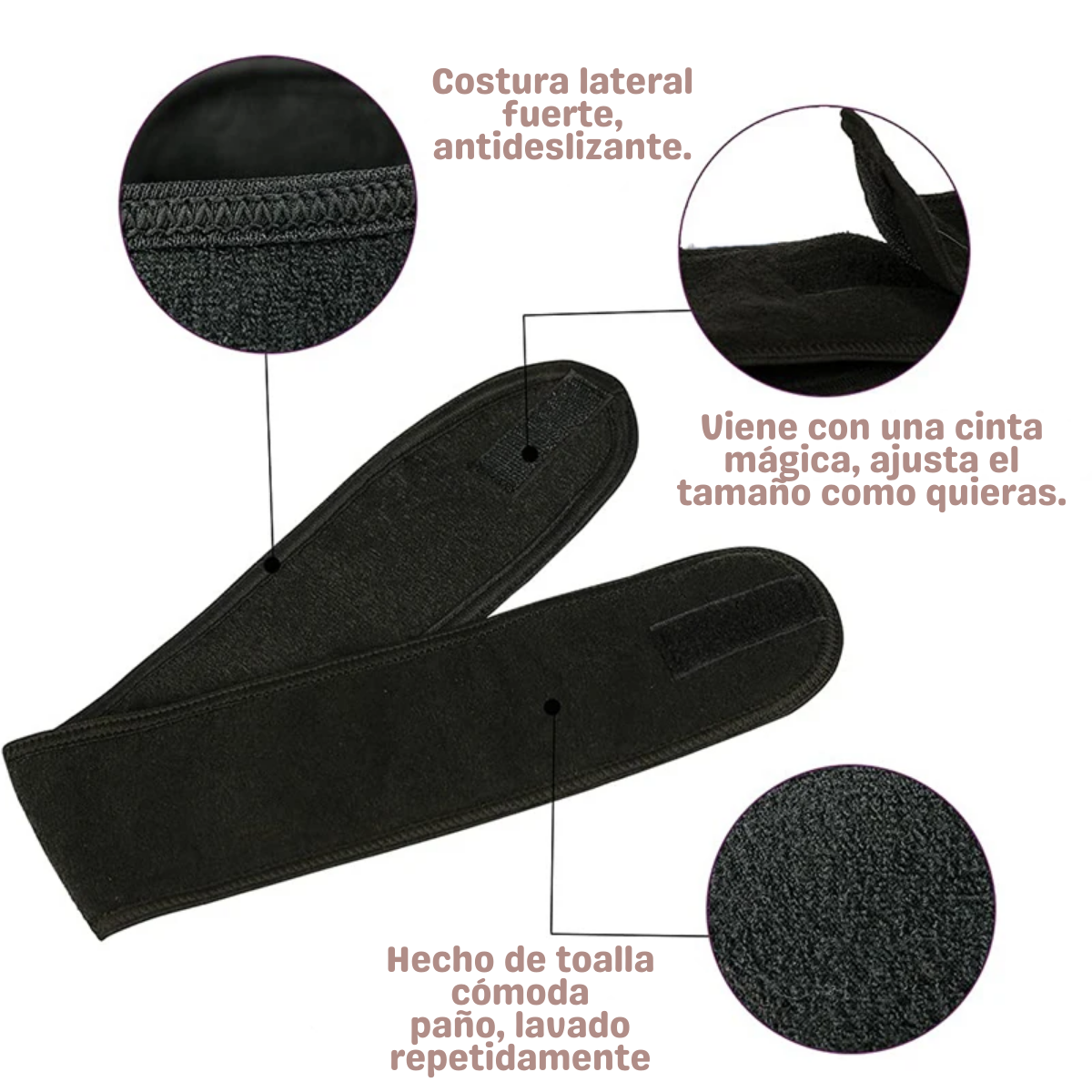 Foto 8 pulgar | Diadema Suave Con Velcro Lavable Para Spa Maquillaje