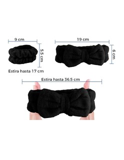 Foto 2 | Kit Diadema Y Muñequeras Skincare Negro Liso