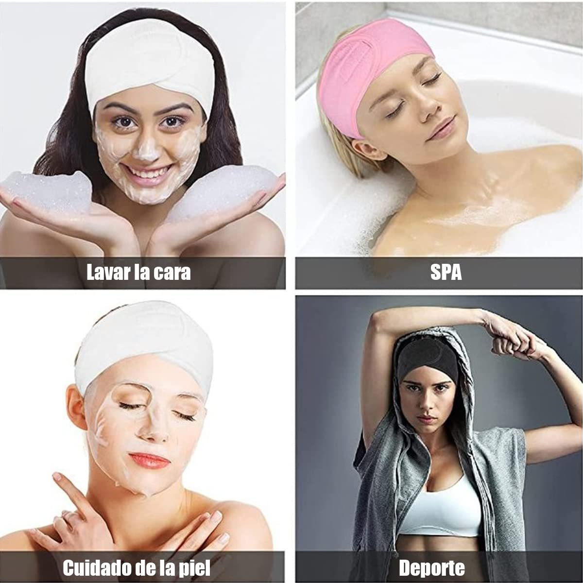 Foto 7 pulgar | 4 Set Banda Diadema Velcro De Spa Con Muñequeras Limpieza Facial
