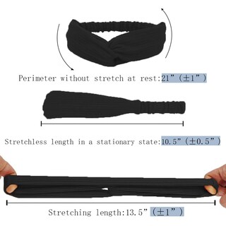 Foto 1 | Turbante Negro De Punto Acanalado Huoguo Headbands Para Mujer - Venta Internacional.