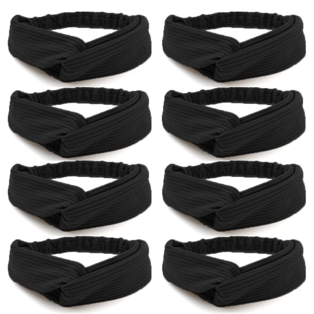 Foto 5 pulgar | Turbante Negro De Punto Acanalado Huoguo Headbands Para Mujer - Venta Internacional.