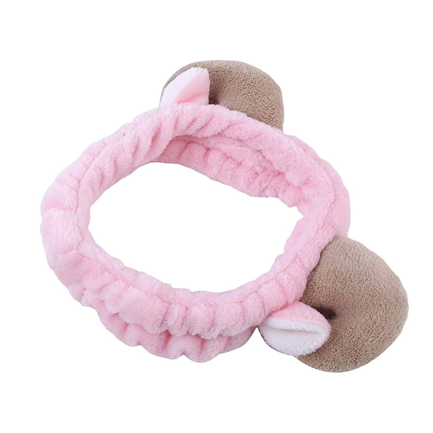 Foto 4 pulgar | Diadema Huoguo Soft Coral Fleece Shofar Para Maquillaje Rosa - Venta Internacional.