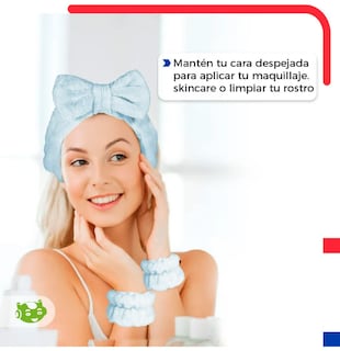 Foto 4 | Xtellar Kit Spa En Casa: Diadema Y Muñequeras De Microfibra Para Cuidado Facial Y Maquillaje Diseño Elegante En Az