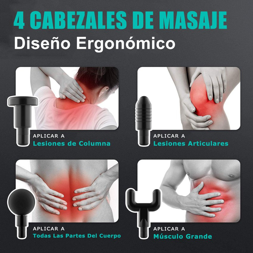 Foto 6 pulgar | Venta Internacional-pistola Masajeadora Muscular Fascia Gun Con 4 Accesorios De