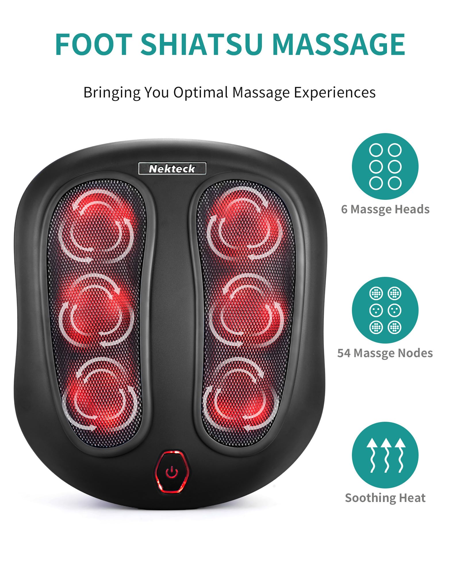 Foto 3 pulgar | Masajeador de Pies Nekteck Shiatsu con Calefacción Eléctrica y Heat Black - Venta Internacional