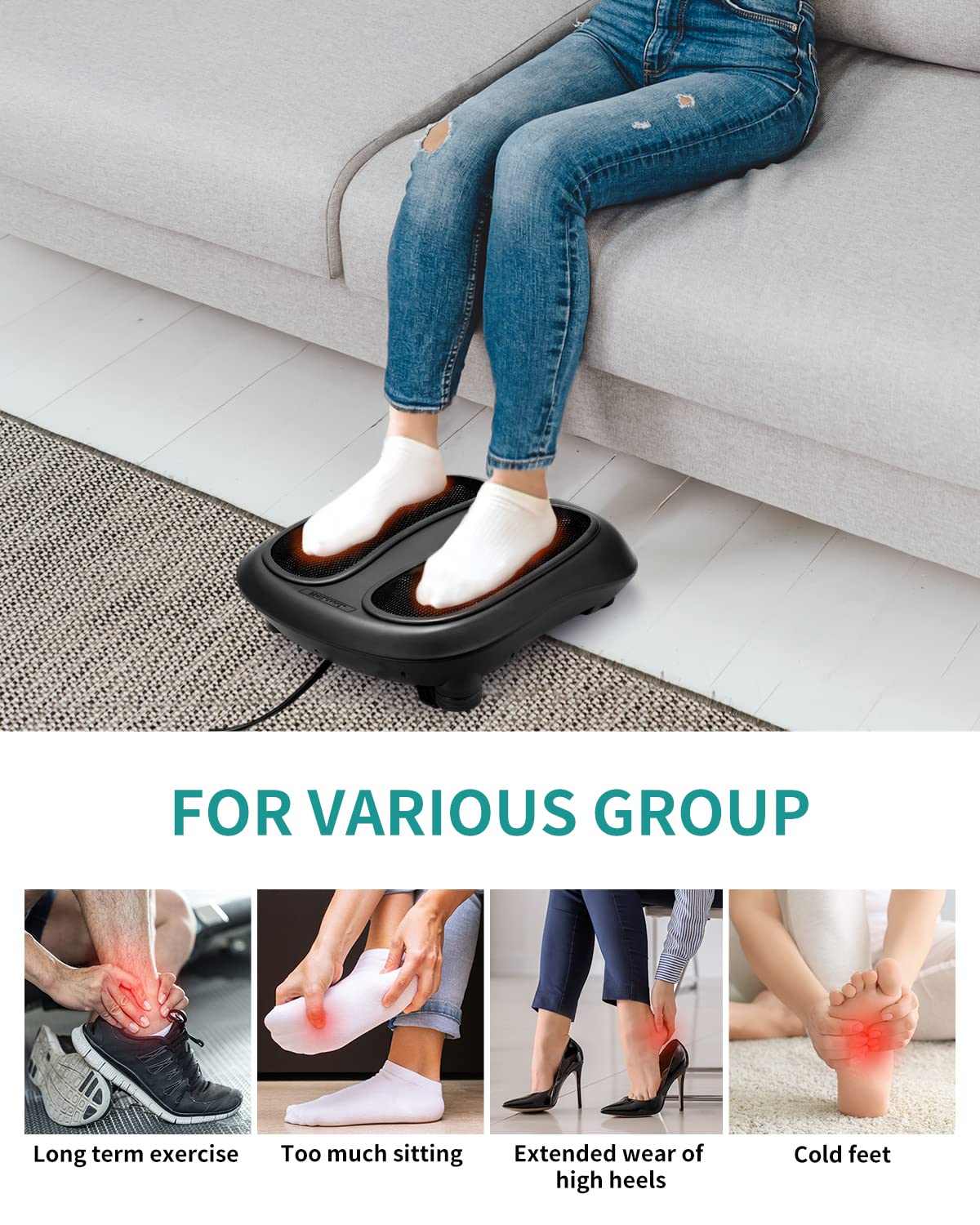 Foto 8 pulgar | Masajeador de Pies Nekteck Shiatsu con Calefacción Eléctrica y Heat Black - Venta Internacional