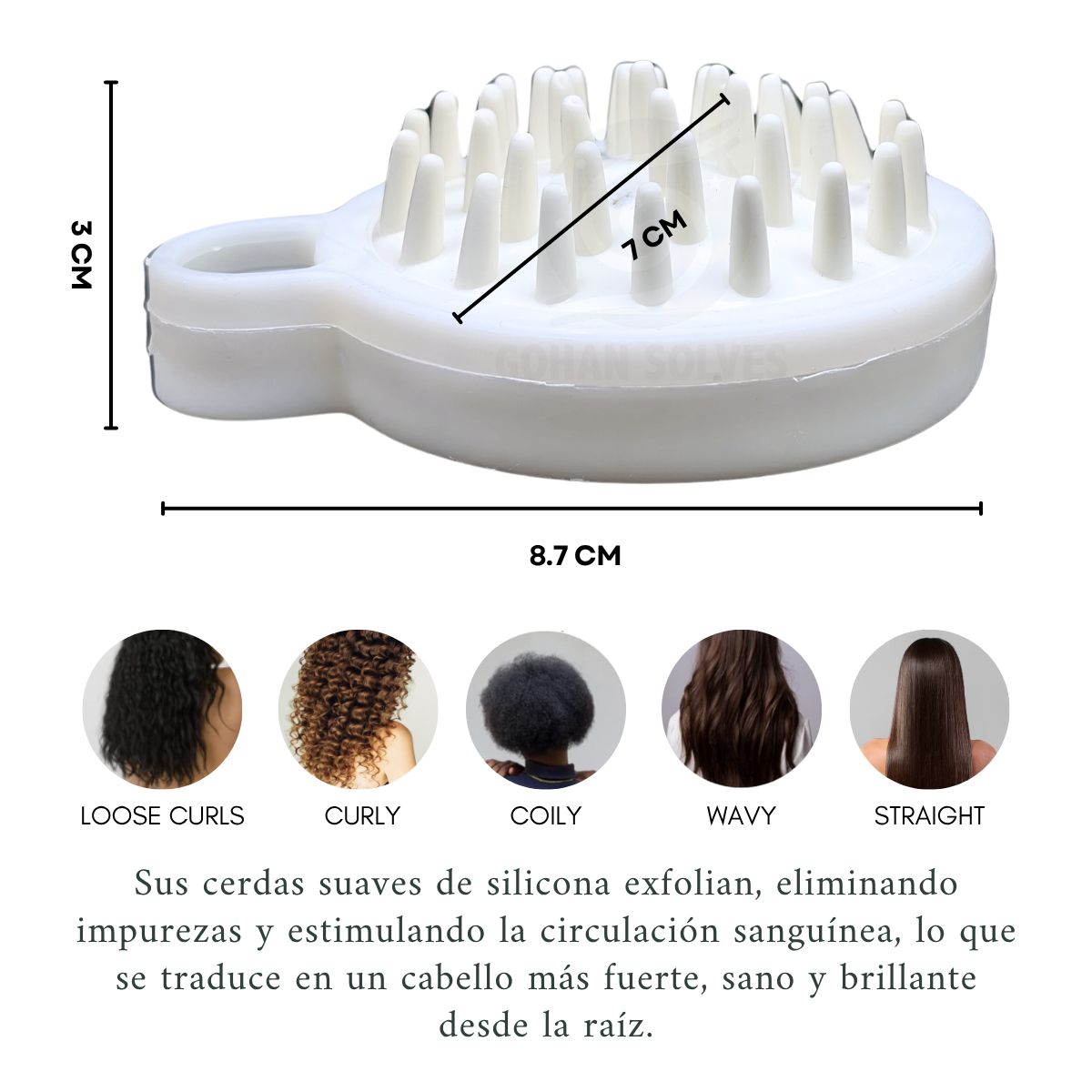 Foto 2 | Cepíllo Masajeador Capilar De Silicona Para Ducha Y En Seco: Circulación  Limpieza Profunda  Todo Tipo Cabello