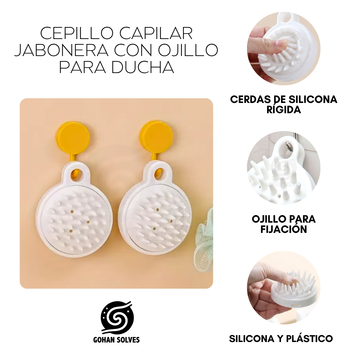 Foto 4 | Cepíllo Masajeador Capilar De Silicona Para Ducha Y En Seco: Circulación  Limpieza Profunda  Todo Tipo Cabello
