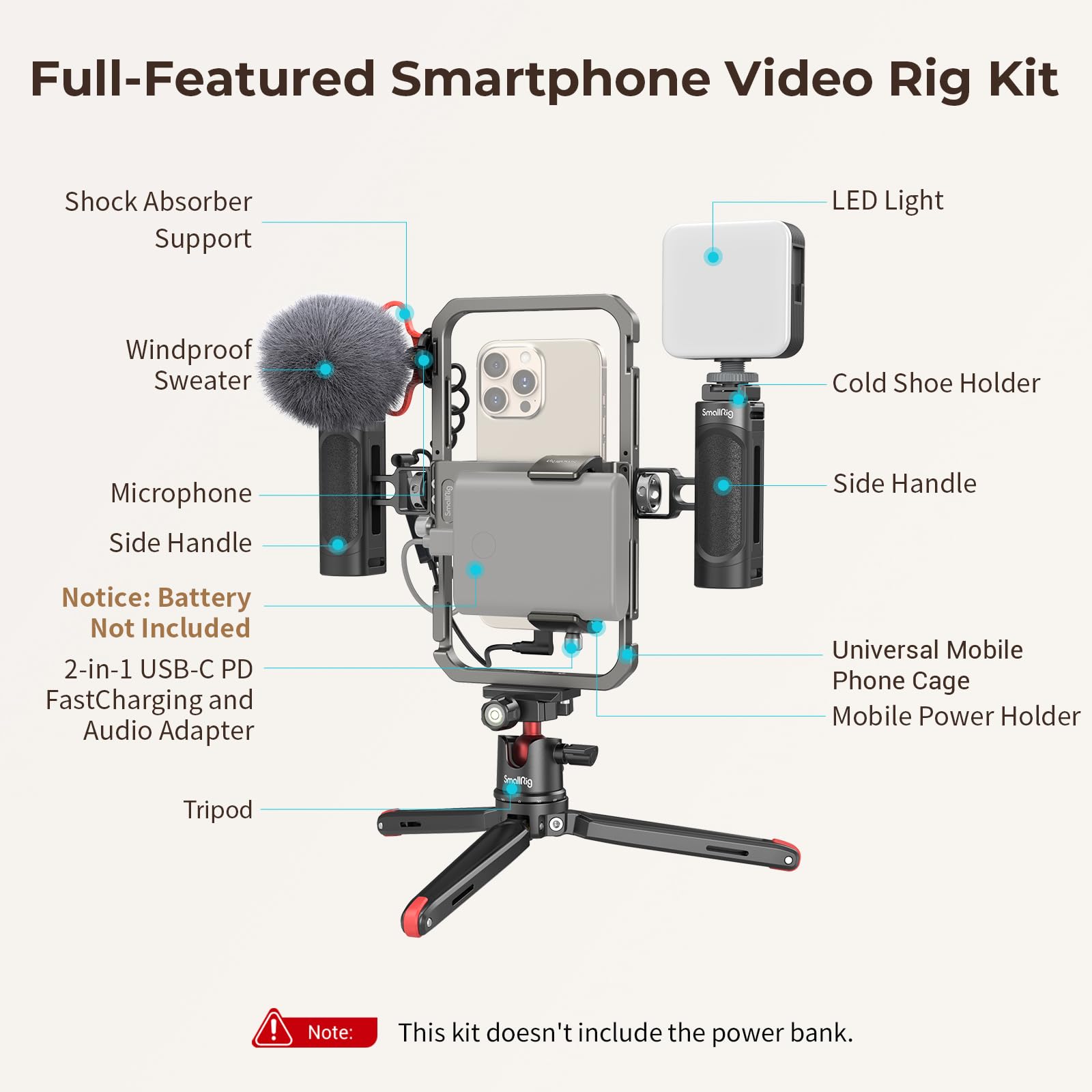 Foto 3 pulgar | Kit De Soporte De Vídeo Para Teléfono Smallrig Universal Para Iphone Y Cámaras - Venta Internacional.